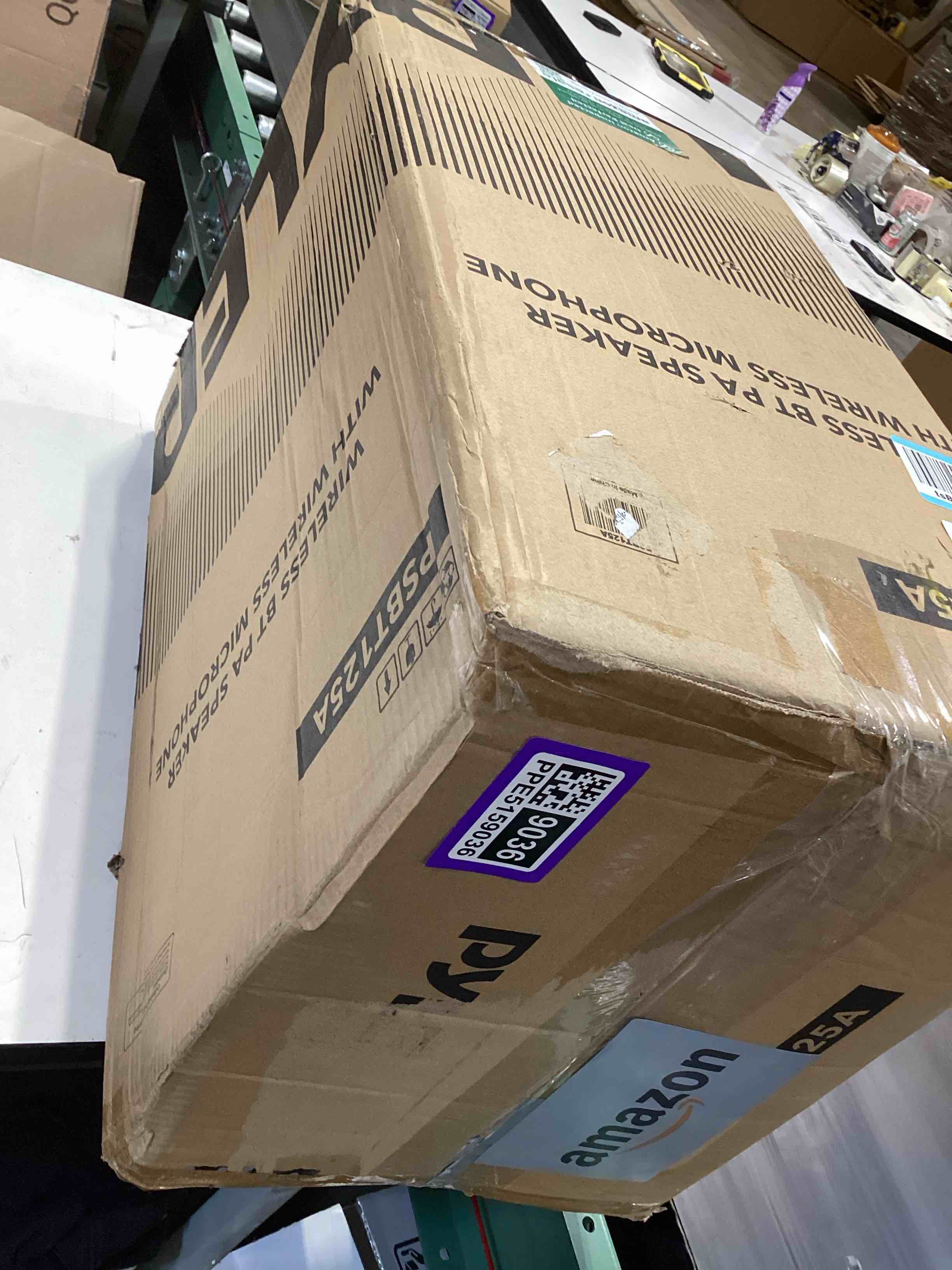 Condition photo showing As Is for 1200w portable bluetooth pa speaker - 12’’ subwoofer, led battery indicator lights w/built-in rechargeable battery, mp3/usb/sd card reader, and uhf wireless microphone - pyle psbt125a 12 inch