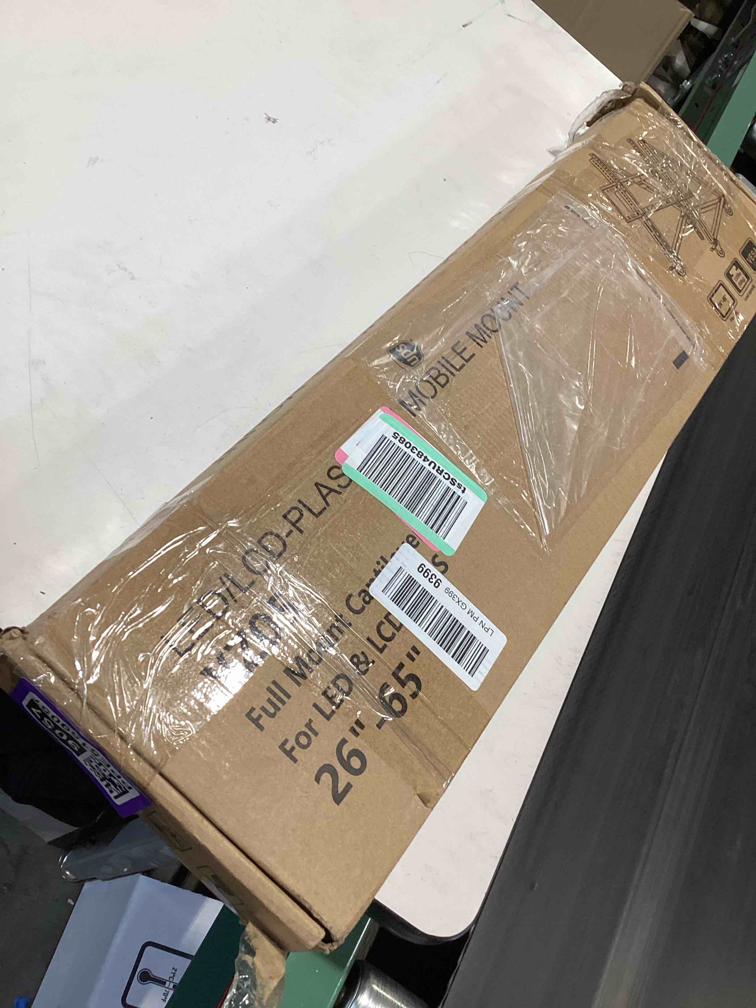 Condition photo showing Good Condition for low height mobile tv stand, low tv stand with wheel for 26-65 inch tv, hight adjustable, 36° -68° adjustable viewing angle,max 50kg, vesa 600×500, confidence monitor stand