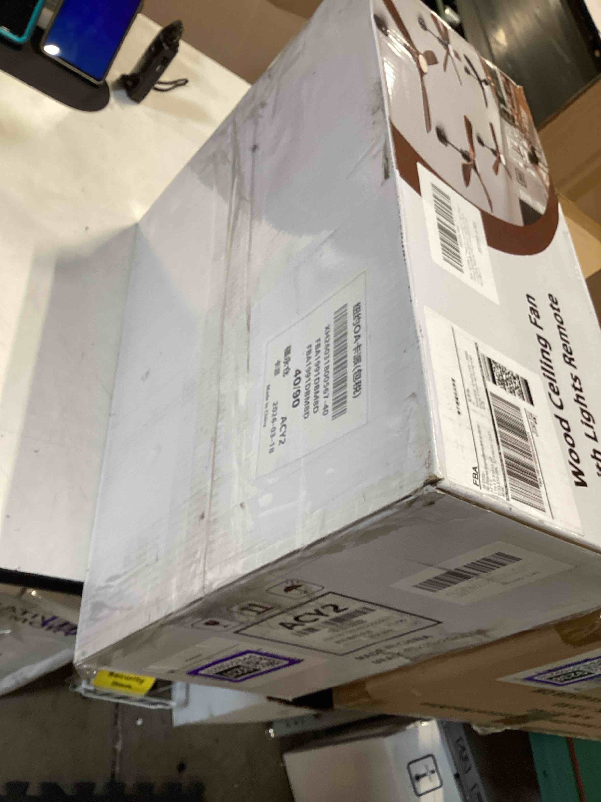 Condition photo showing Good Condition for 42" wood ceiling fan with lights remote control,quiet dc motor 3 blade ceiling fans for patio living room, bedroom, office,indoor outdoor(raw wood+white) white + raw wood 42 inch with light