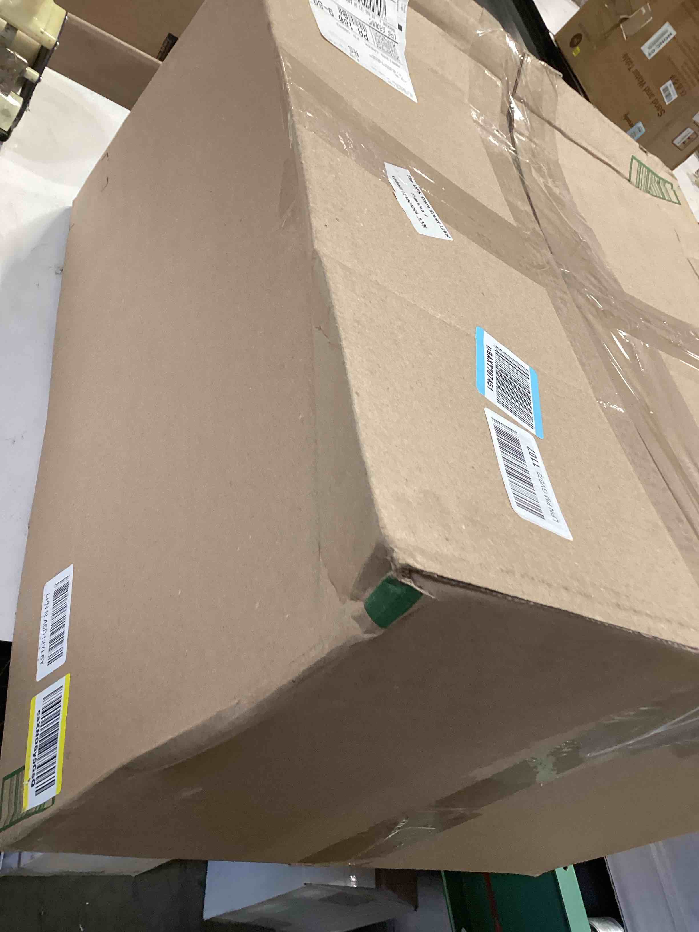 Condition photo showing Good Condition for madison park cotton comforter, 300 thread count cotton comforter, box quilting, soft, breathable, lightweight all seasons down alternative bedding with corner loops, winfield, full/queen, tan tan full/queen