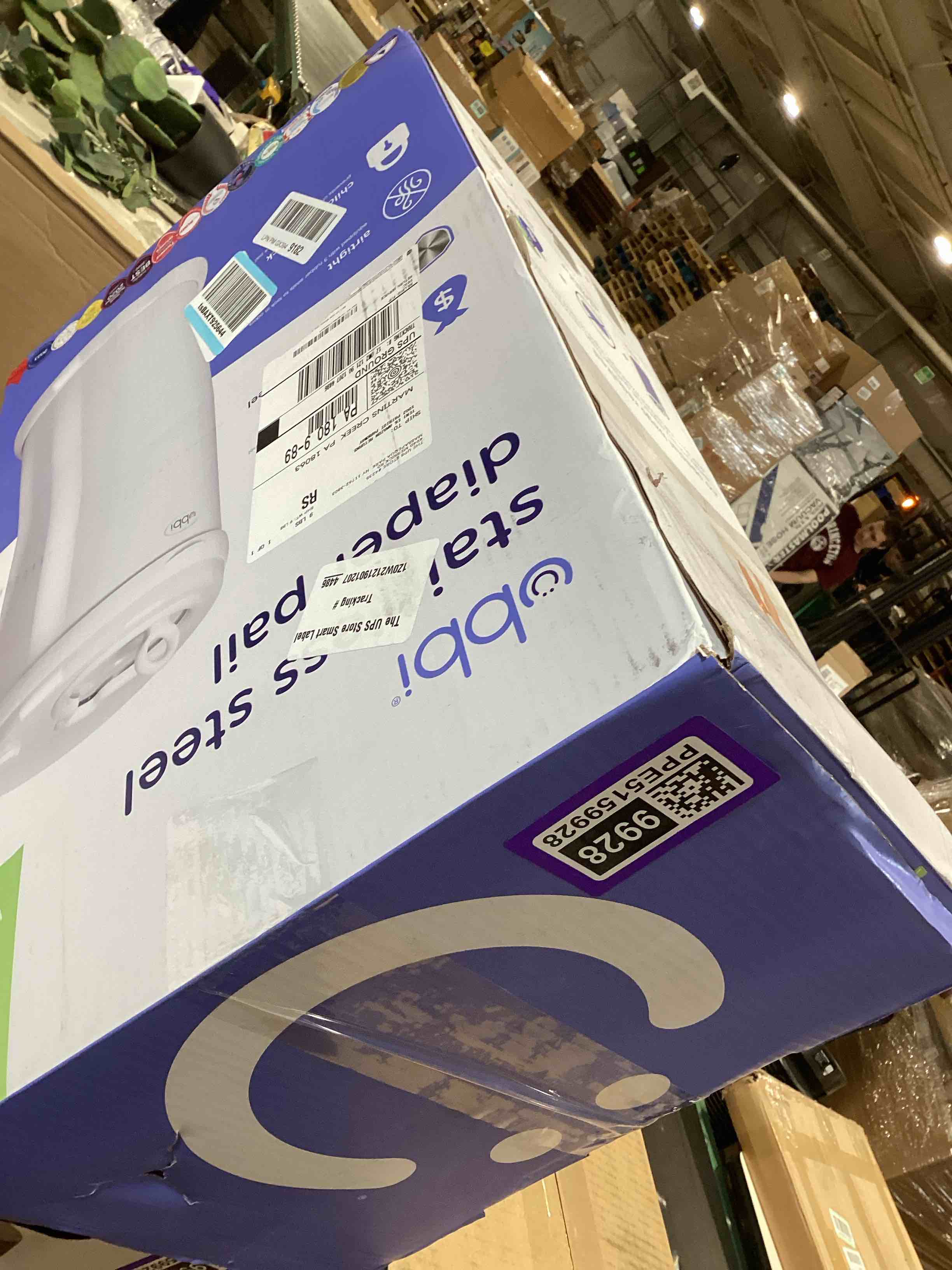 Condition photo showing Good Condition for ubbi steel diaper pail, odor locking, no special bag required, award-winning, registry must-have, white