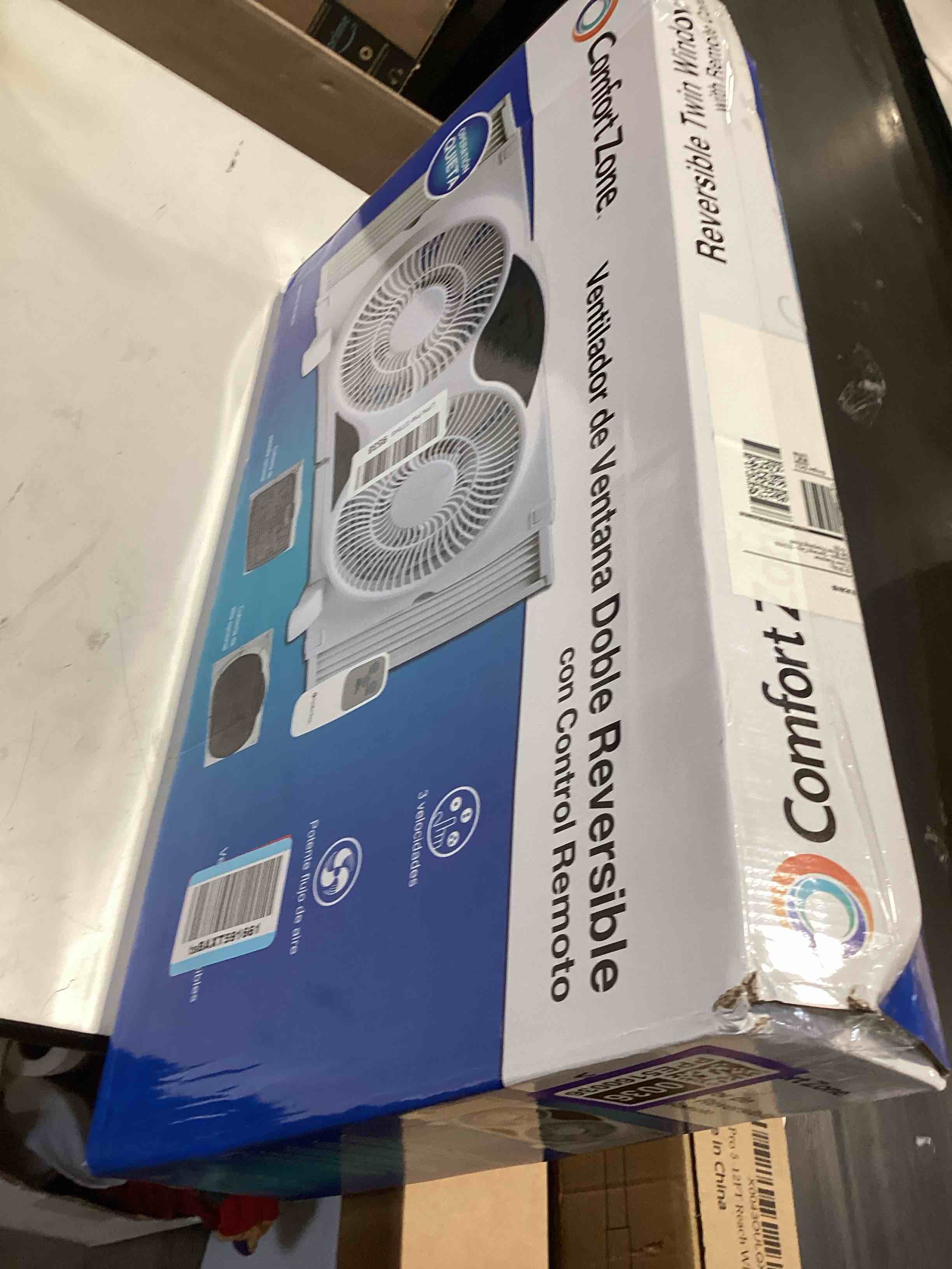 Condition photo showing Good Condition for not tested…comfort zone 9   reversible twin window fan with remote control  white