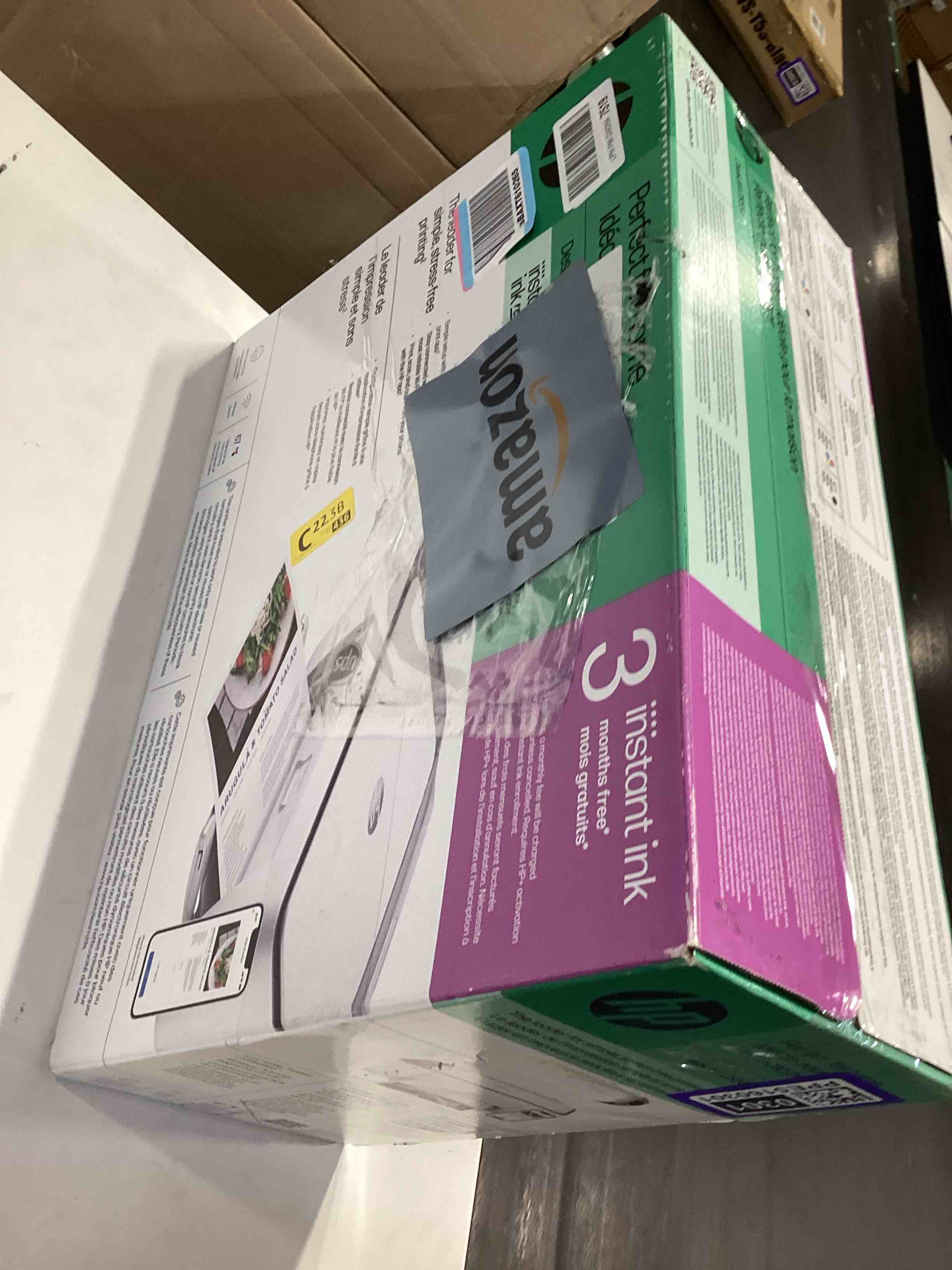 Condition photo showing As Is for hp deskjet 2855e wireless all-in-one color inkjet printer, scanner, copier, best-for-home, 3 month instant ink trial included. this printer is only 2.4 ghz capable. (588s5a)