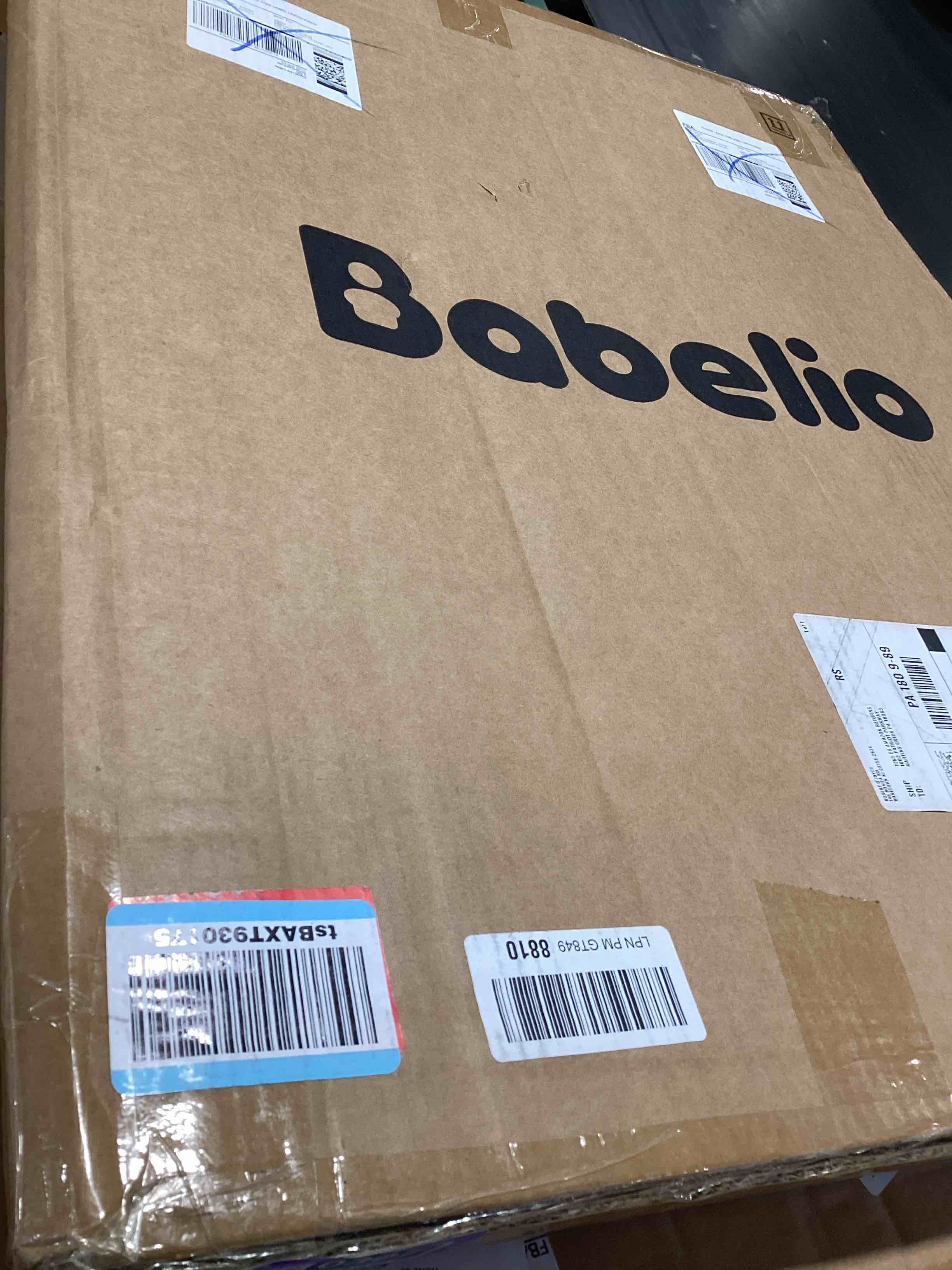 Condition photo showing Good Condition for babelio baby gate for doorways and stairs, 26-31" pet gate with wide walk thru door and lock indicator, no drill pressure mounted safety gate with double lock and self-closing, white white 26-31"w, 30"h