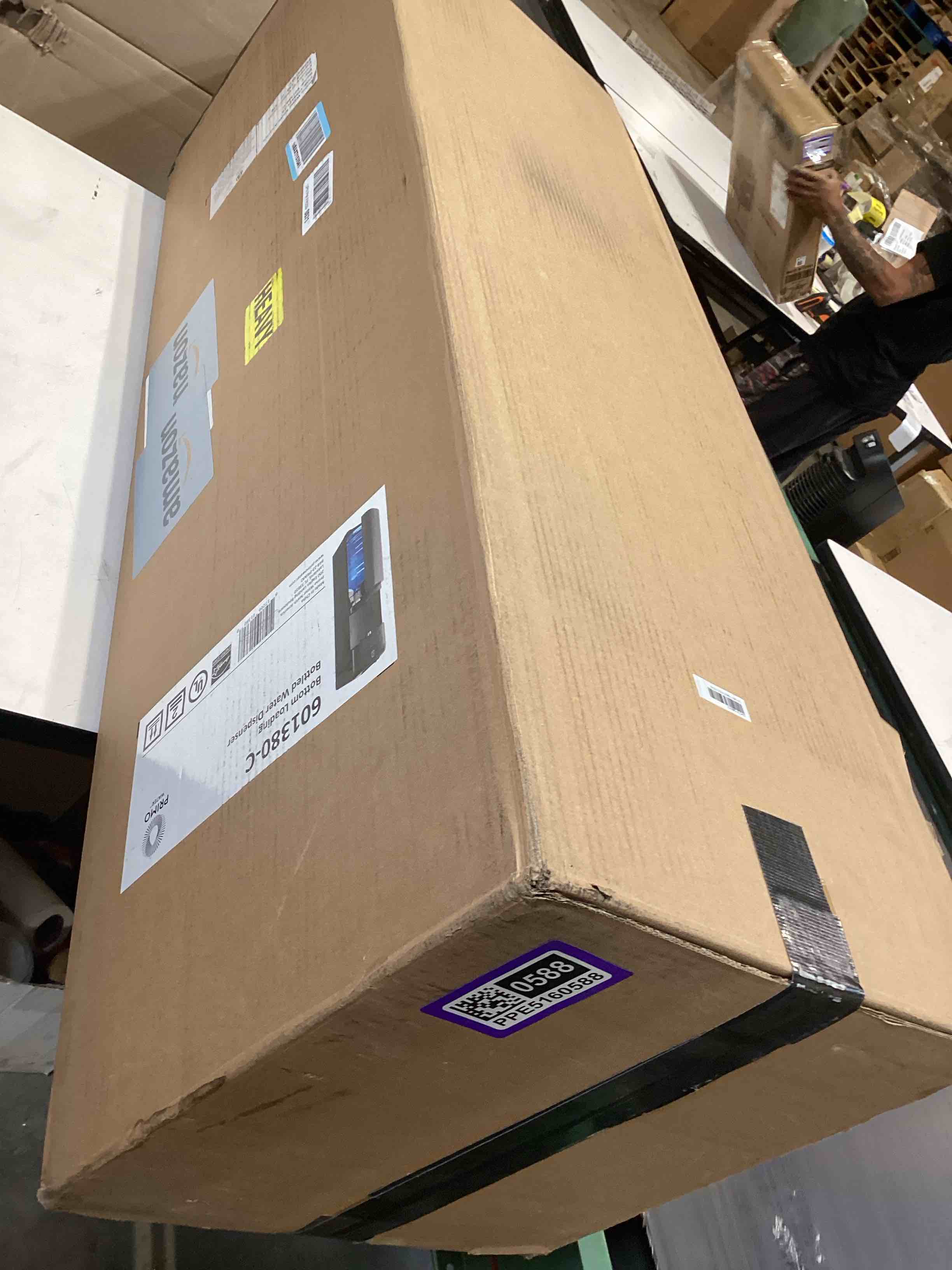 Condition photo showing As Is for primo water dispenser for 5 gallon bottle - hot & cold bottom loading water cooler machine