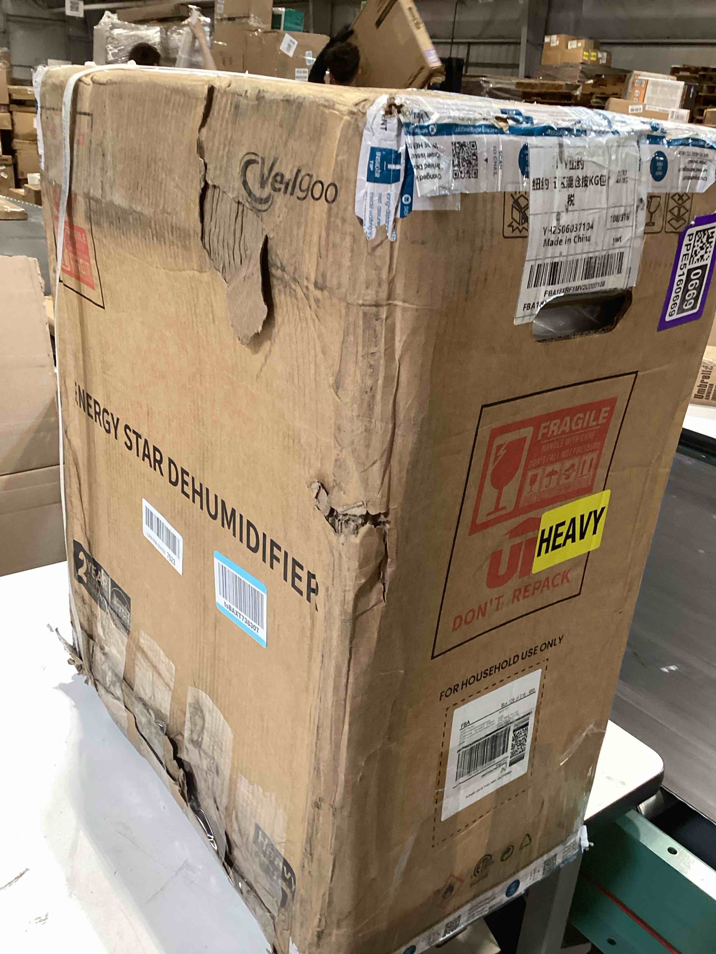 Condition photo showing As Is for 5,600 sq.ft most efficient energy star 2024 dehumidifier,vellgoo max 120 pint/d compressor dehumidifier for basement with drain hose, smart humidity control for home, large rooms