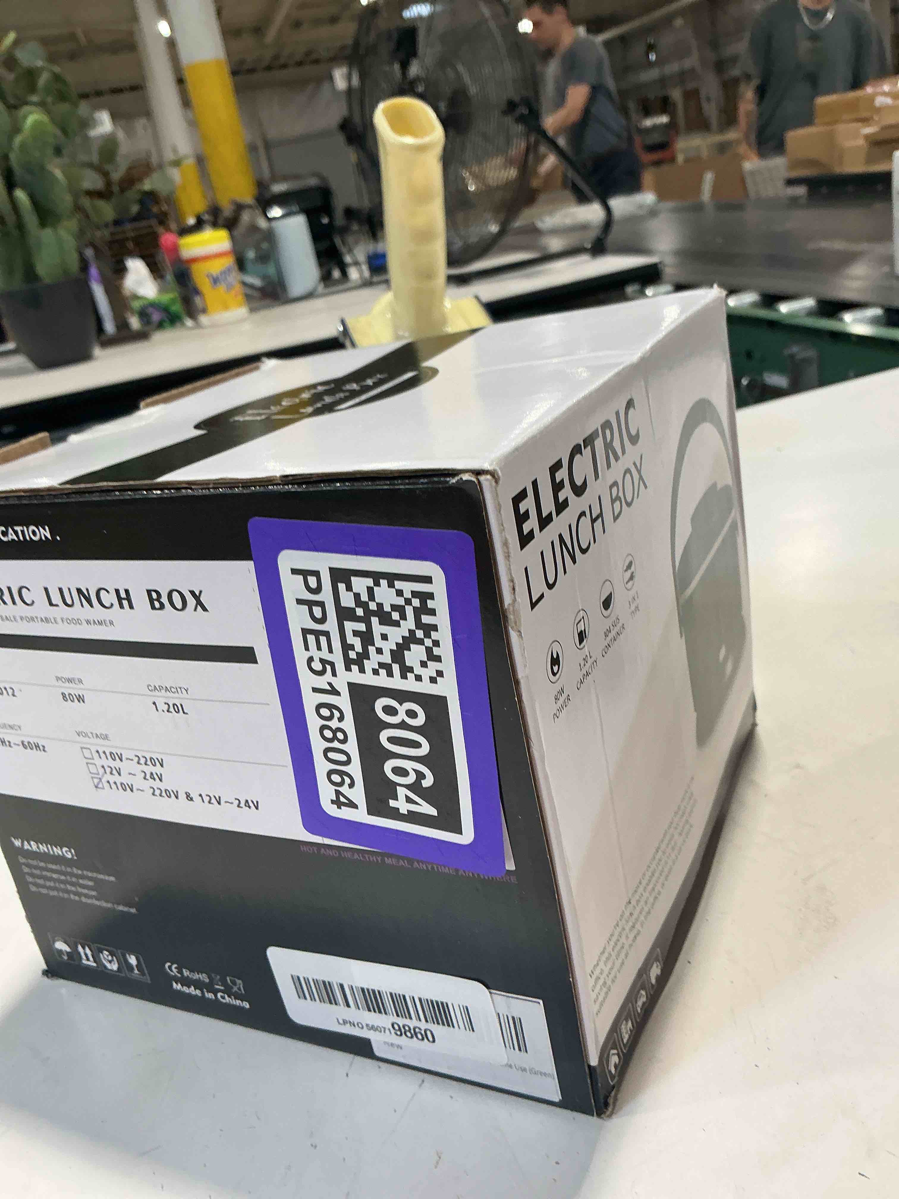 Condition photo showing As Is for damaged electric lunch box for adults 40 oz portable food warmer 12v/24v/110v/220v heated lunch box for work, office, car, travel, home use (green)