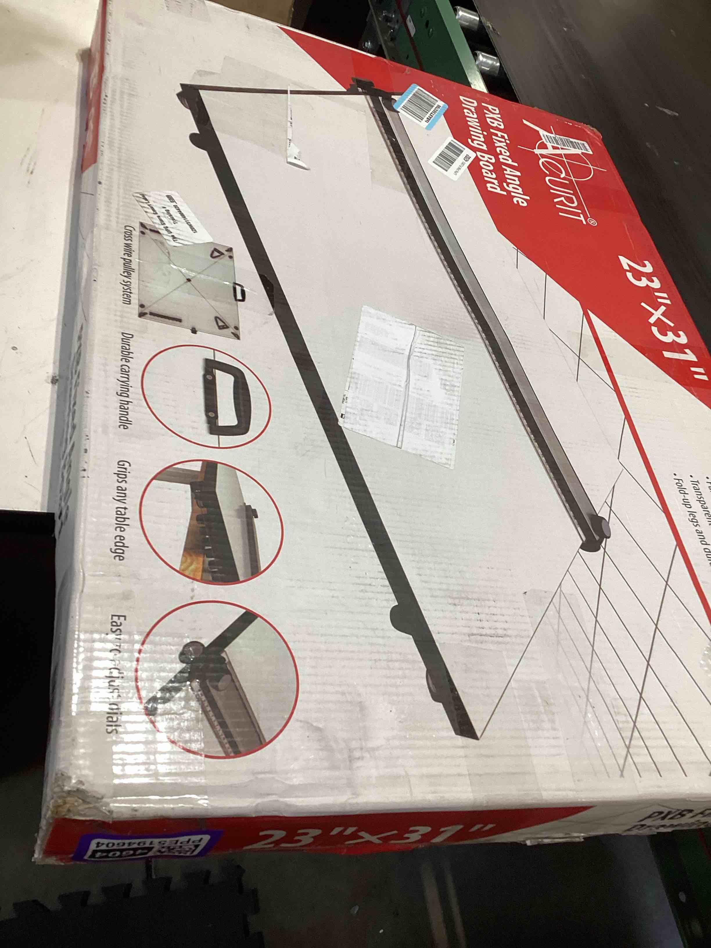 Condition photo showing Good Condition for acurit pxb 23” x 31” drawing board for artists and designers - portable workspace for drawing, sketching, drafting, painting - fixed angled laminated surface with ruler and parallel motion bar 23x31"
