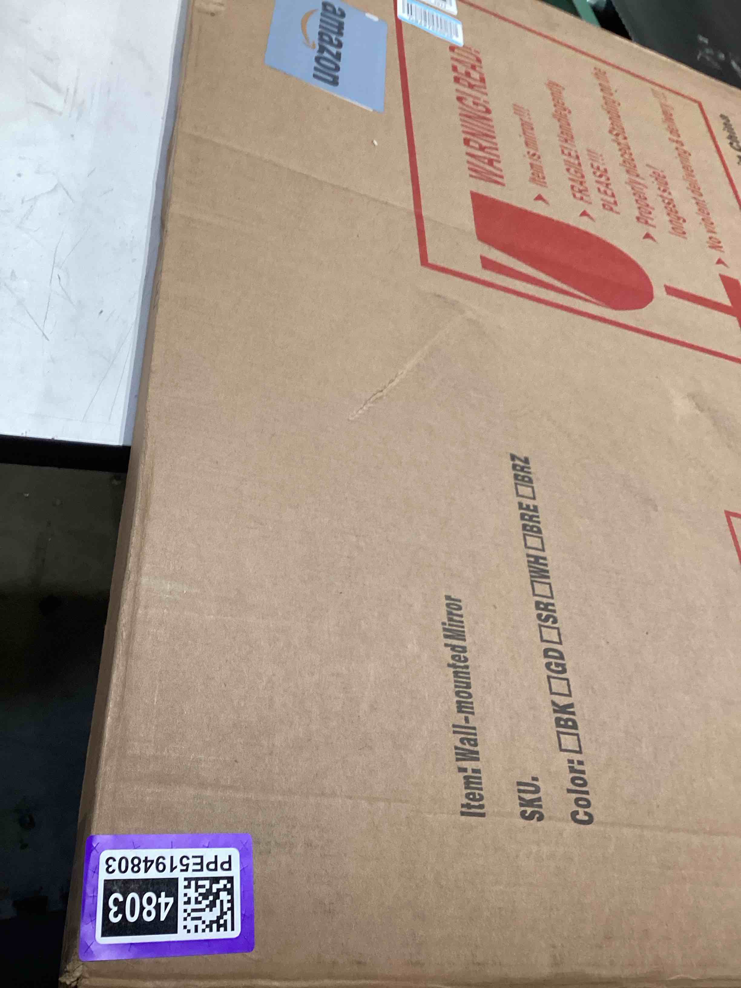 Condition photo showing Good Condition for black bathroom mirror 40x30 inch, rectangle mirror with metal deep frame, wall mirrors for over sink, vanity, bedroom, bathroom, hangs horizontally or vertically 30"l x 40"w rectangle corner black