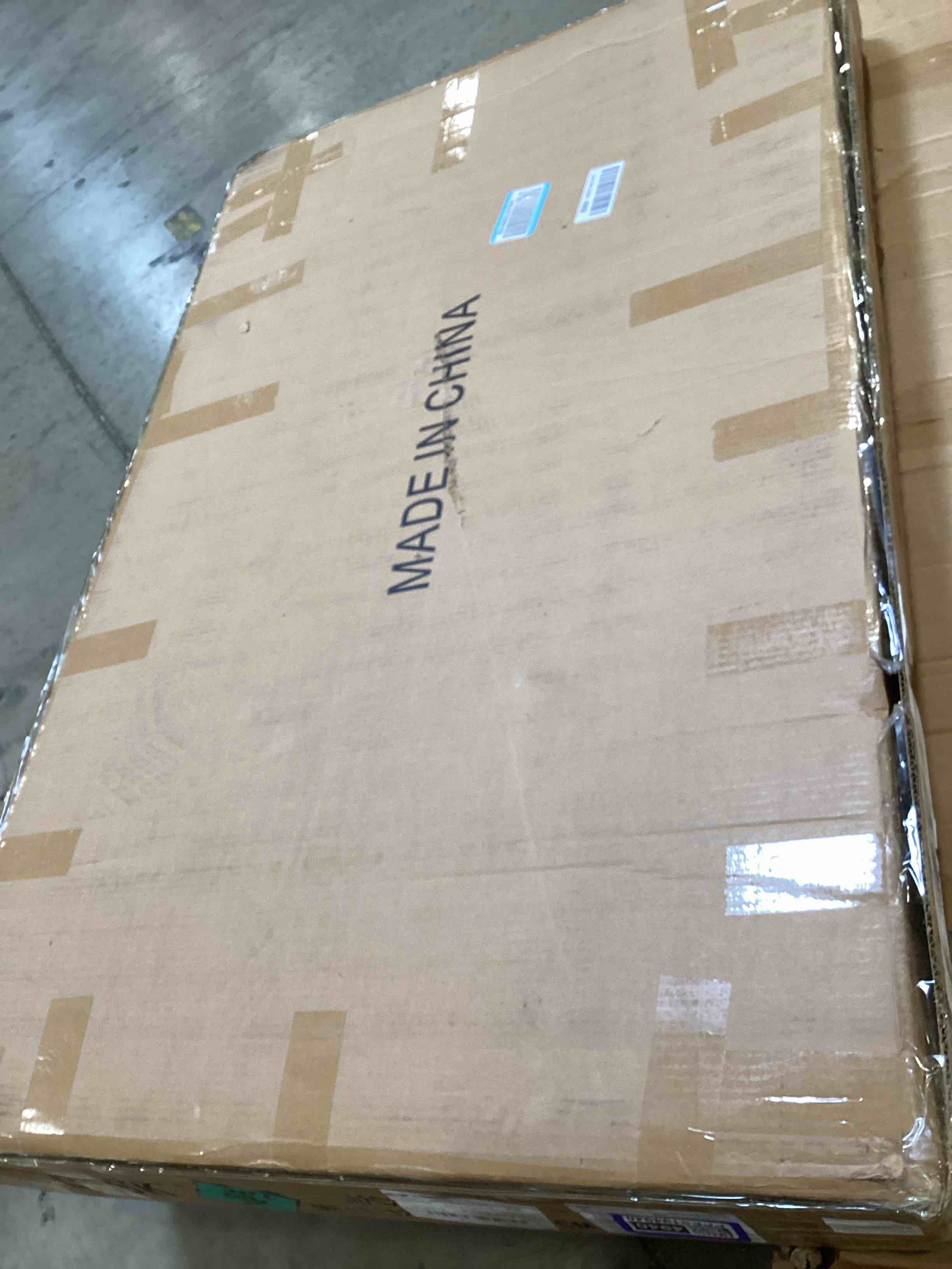 Condition photo showing Good Condition for loaao 48"x32" black rectangle bathroom mirror wall, matte black aluminum alloy frame, tempered glass, hangs vertically or horizontally, easy to install black 48"l x 32"w