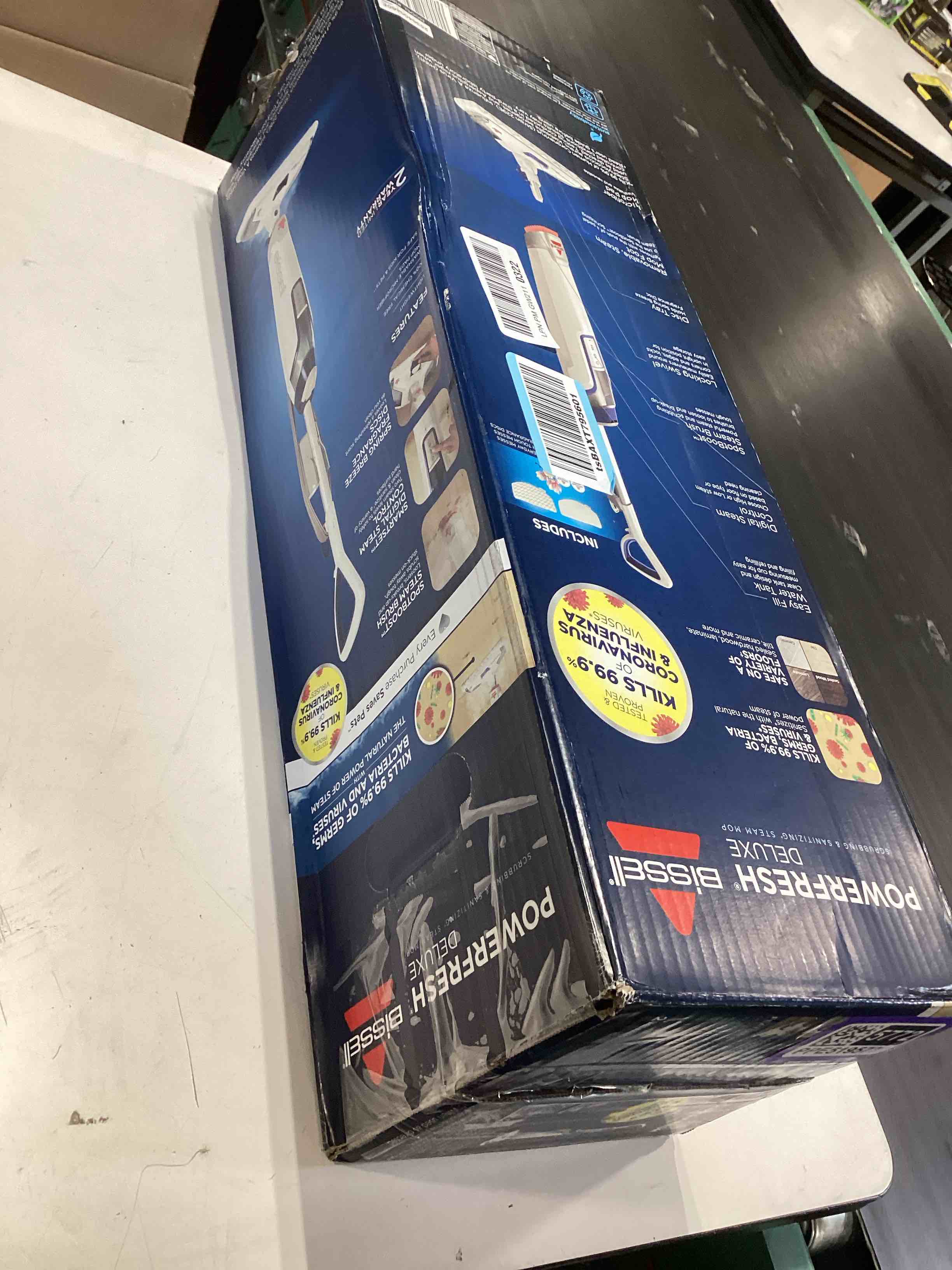 Condition photo showing As Is for bissell powerfresh deluxe 1806 steam mop for tile, hardwood & sealed floors w/built?in spotboost brush, fast 30?second warm?up, variable steam levels, fresh scent discs compatible