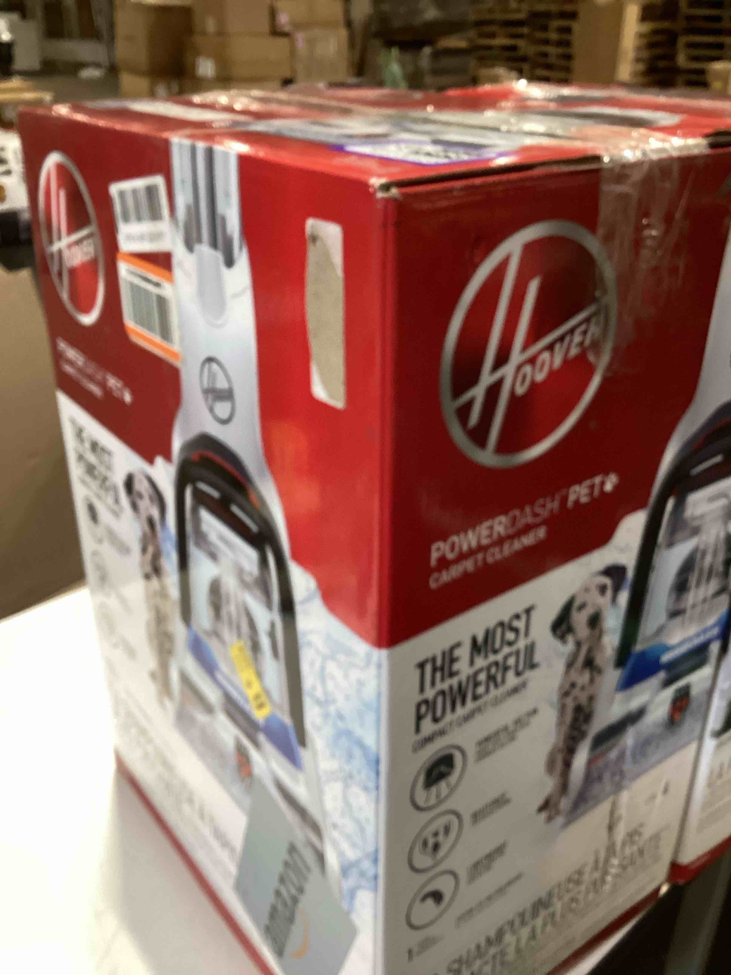 Condition photo showing As Is for hoover powerdash pet compact carpet cleaner machine, lightweight design, heatforce fast drying, antimicrobial brush roll, pair with a hoover carpet cleaner solution