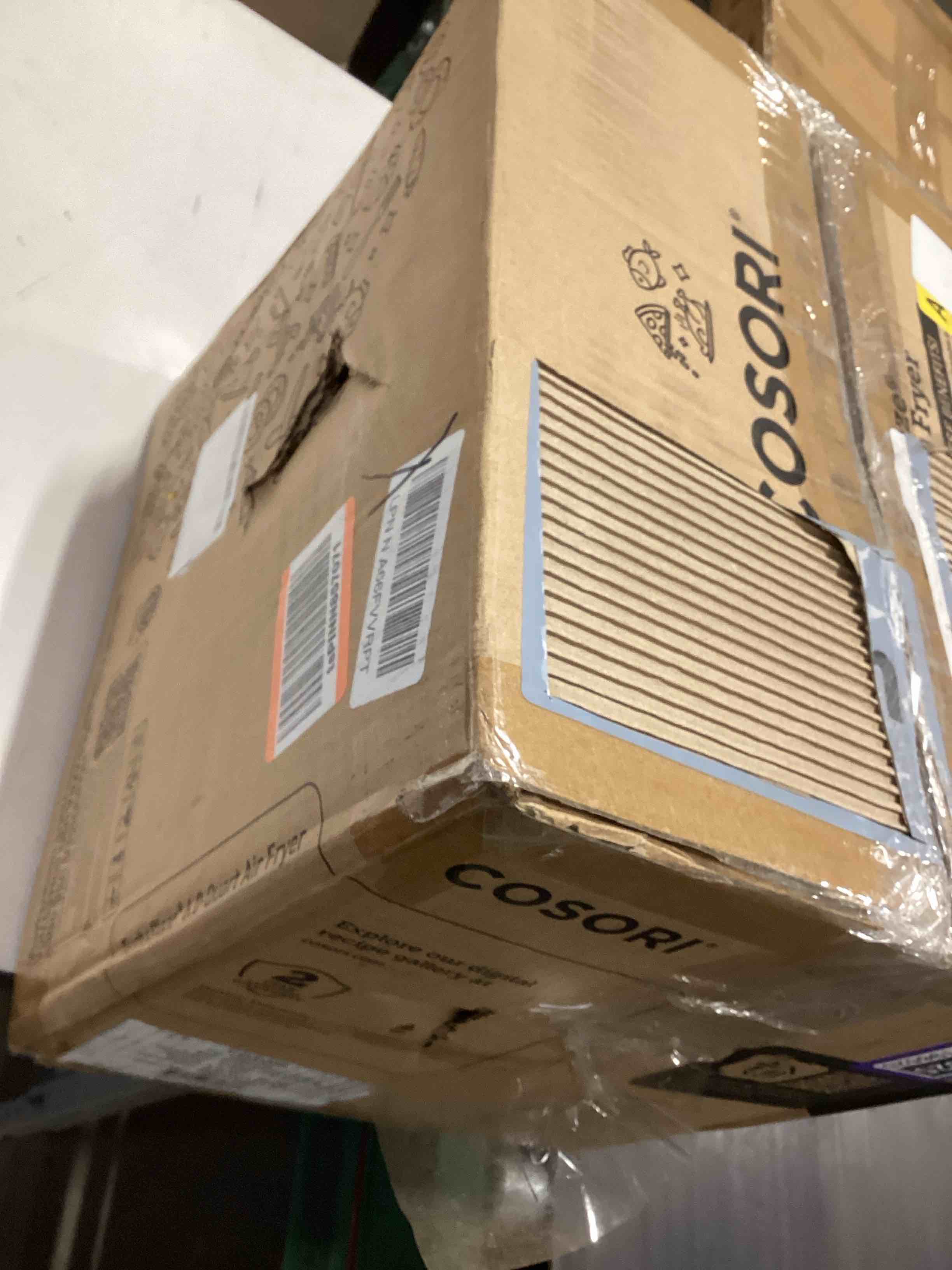 Condition photo showing As Is for cosori 9-in-1 turboblaze air fryer 6 qt, pfas-free ceramic coating, 90°–450°f, precise heating for even results, air fry, roast, bake, broil, dry, frozen, proof, reheat, keep warm, 120v, dark gray dark gray 6qt