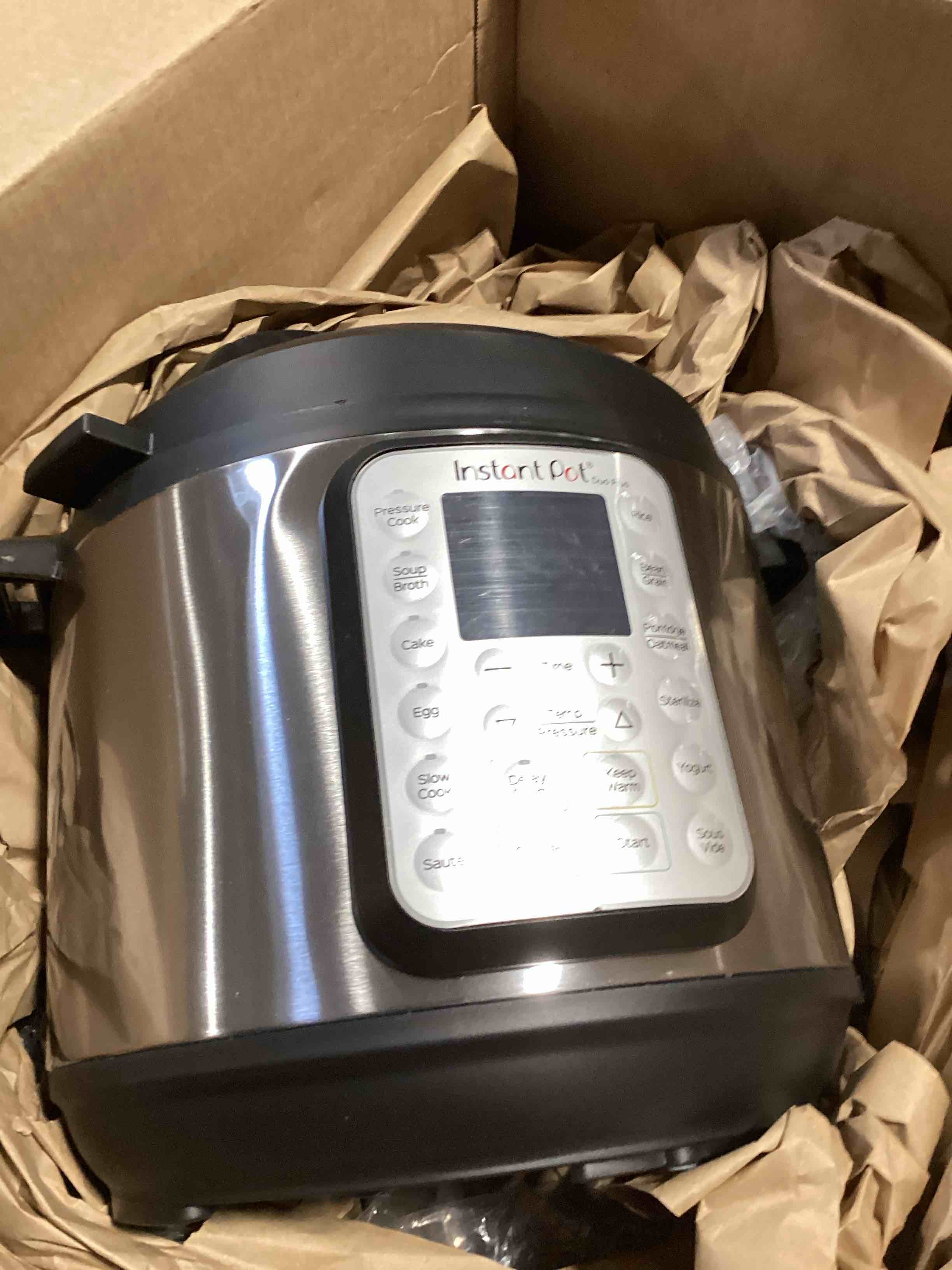 Condition photo showing As Is for similar to…instant pot duo 7-in-1 mini electric pressure cooker, slow rice cooker, steamer, sauté, yogurt maker, warmer & sterilizer, includes free app with over 1900 recipes, stainless steel, 3 quart 3 quarts