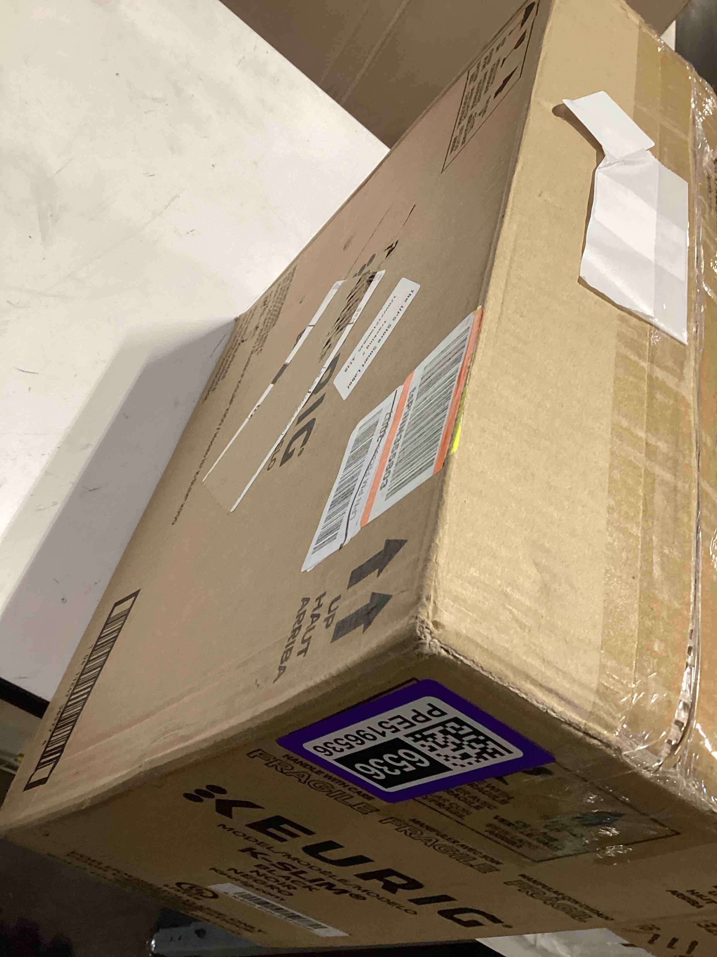 Condition photo showing As Is for keurig k-slim single serve k-cup pod coffee maker, multistream technology, 3 brew sizes, slim and sleek design, 46oz removable reservoir, black