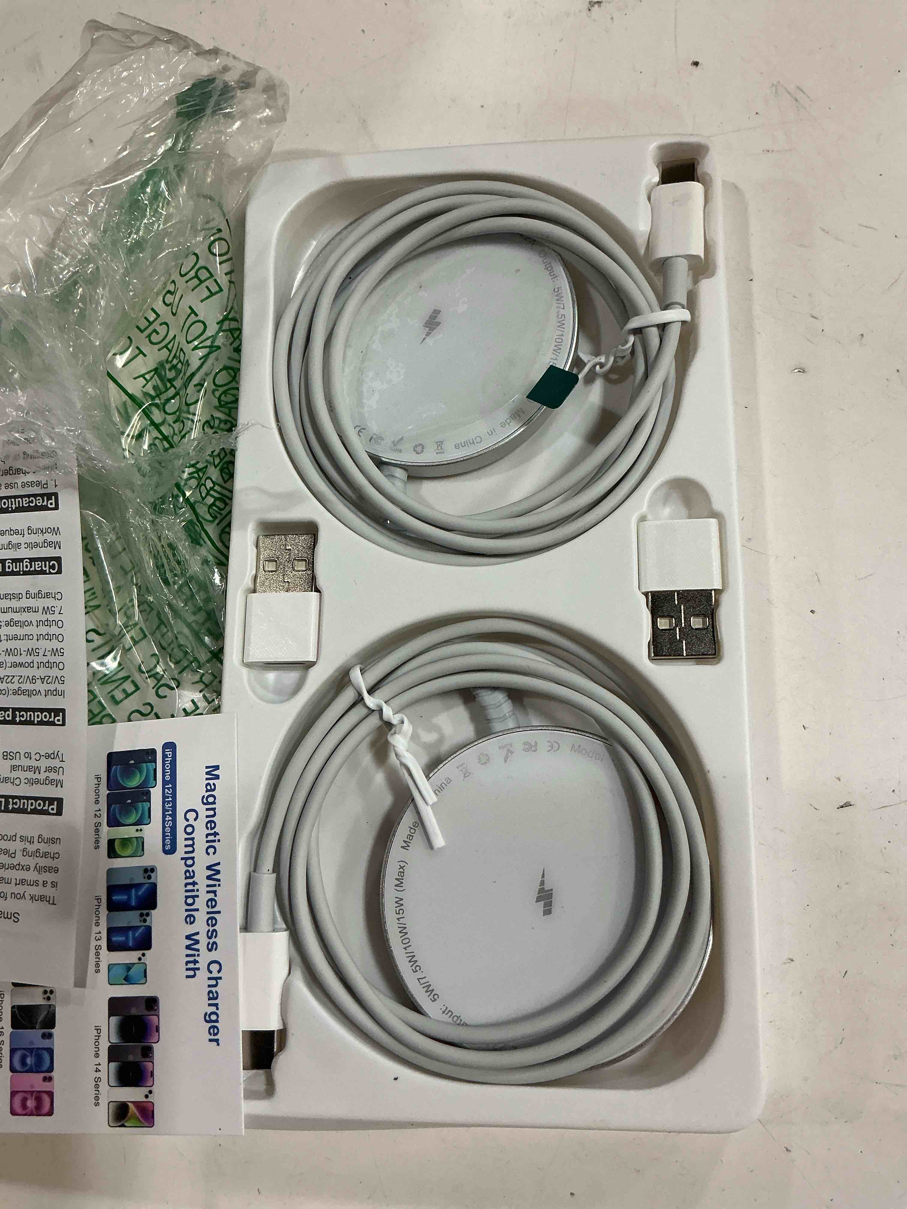 Condition photo showing New/Like New for for magsafe charger: magnetic wireless charging pad for iphone 17 16 15 14 13 12 series & airpods 4-2 pro, strong magnet, aluminum alloy, usb-c/a ports, ultra-thin & portable, ideal for desk & bedside white