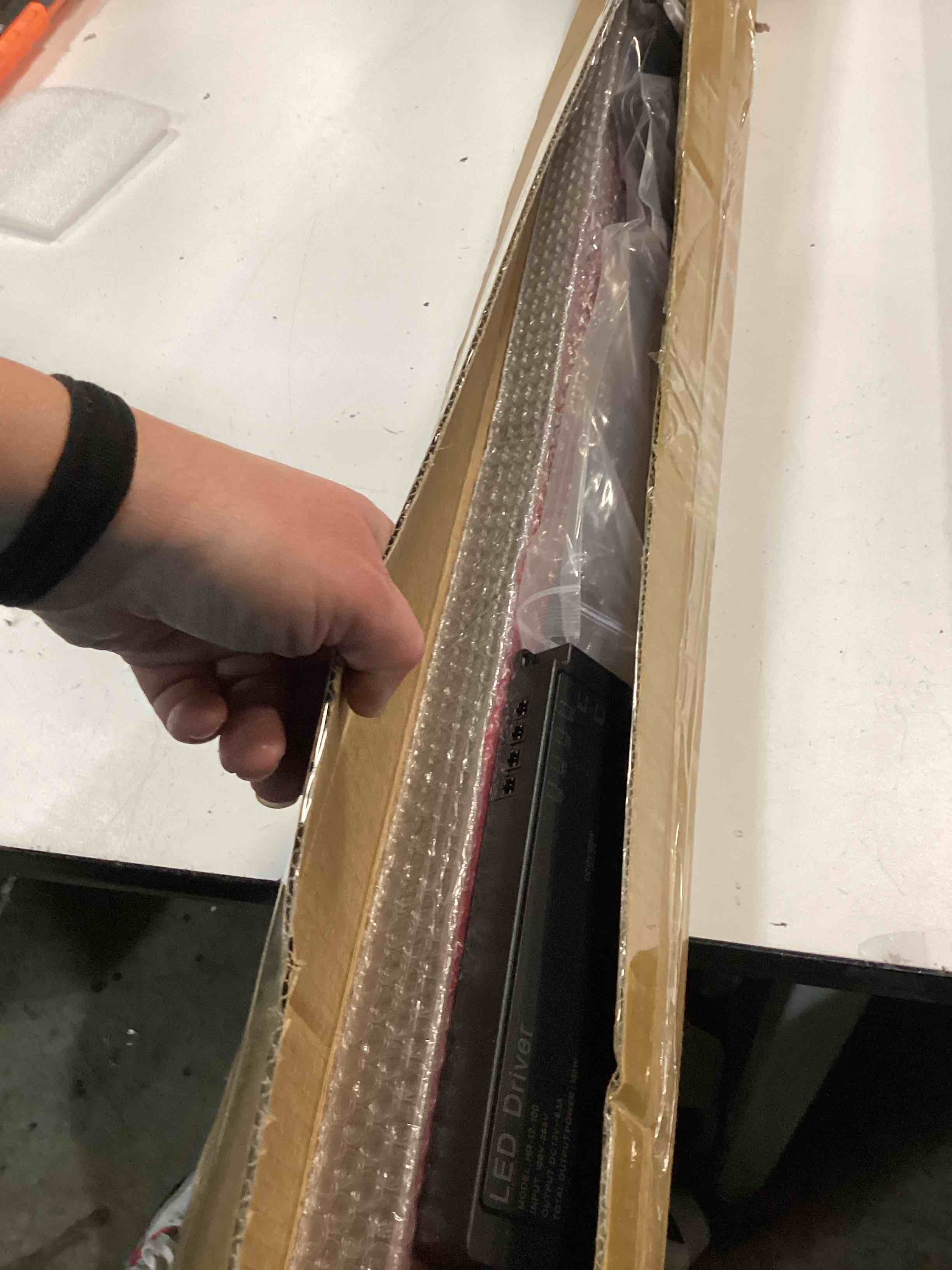 Condition photo showing Good Condition for hamrvl black wall panel lights - 10pcs 3000k warm white slat wall lights with touch control, dimmable self-adhesive led recessed lighting for wood slat wall panel, media wall, bedroom, living room 19.7in?39.4in/10 pack warm white 3000k