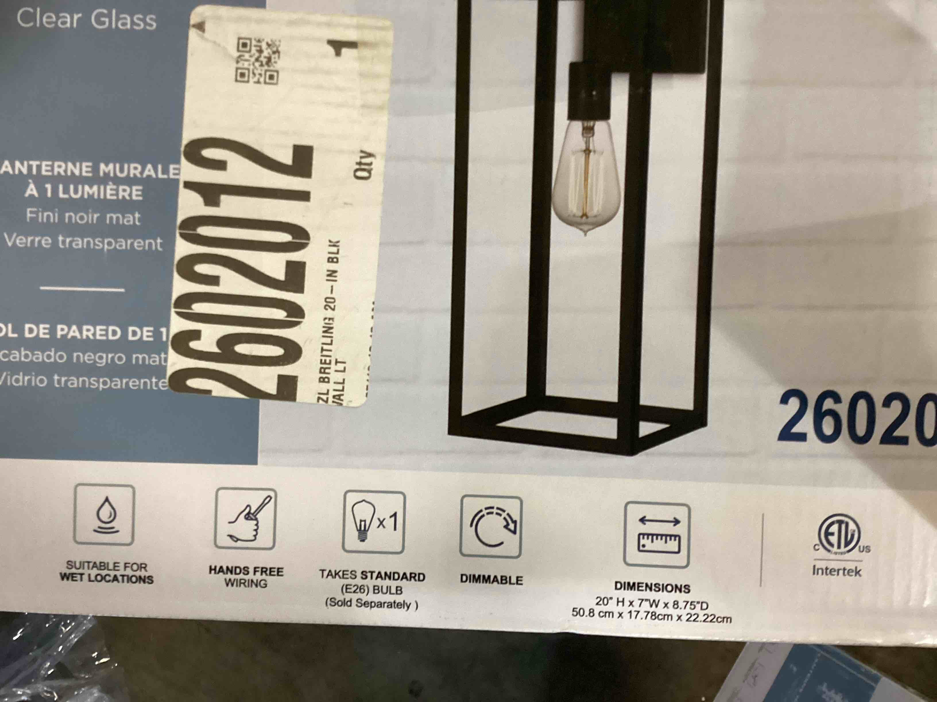 Condition photo showing Good Condition for quoizel breitling 1 -light 20-in h matte black hardwired outdoor wall light