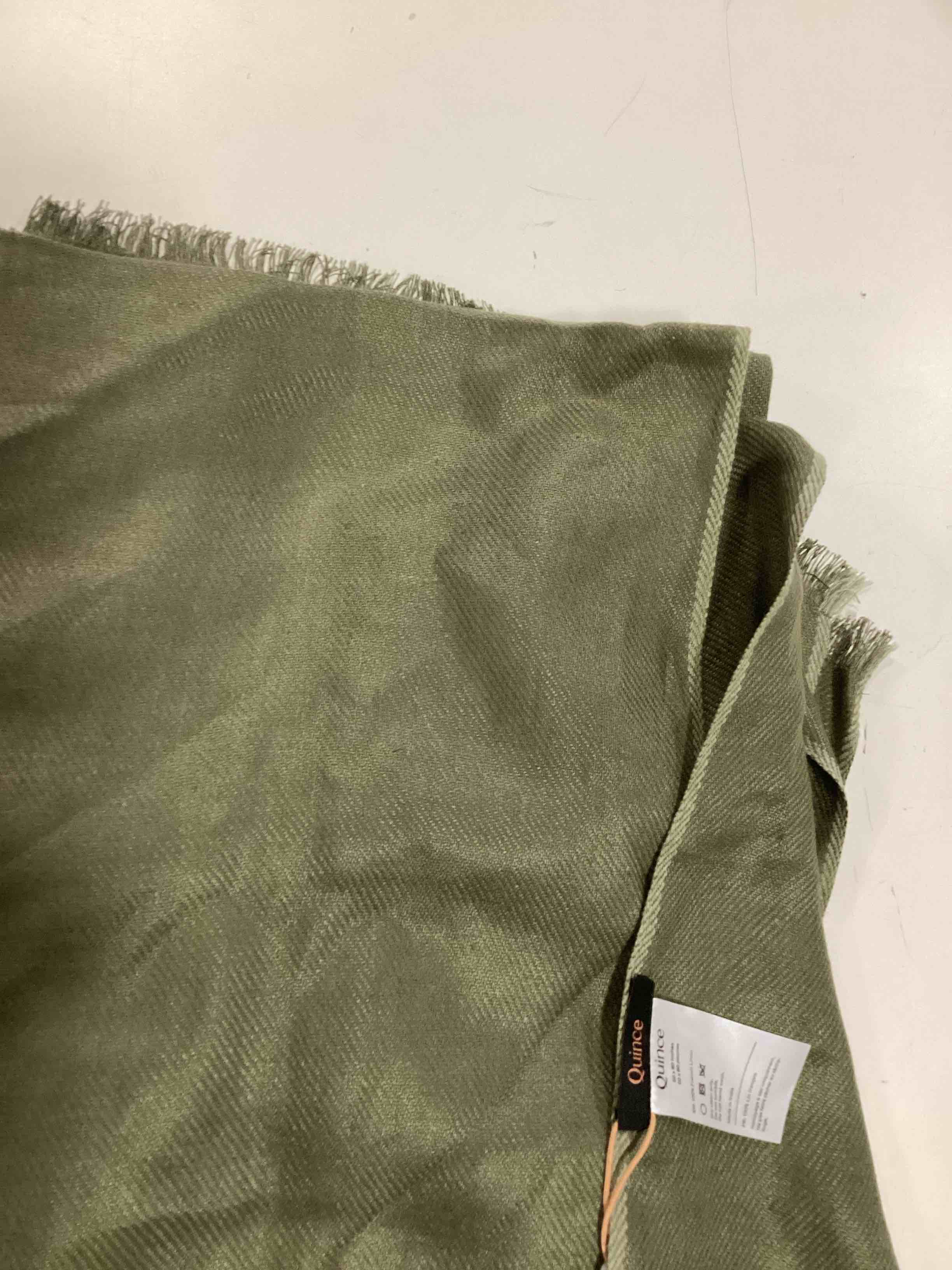 Condition photo showing Good Condition for merino  & cashmere luxury throw 50 x60” olive