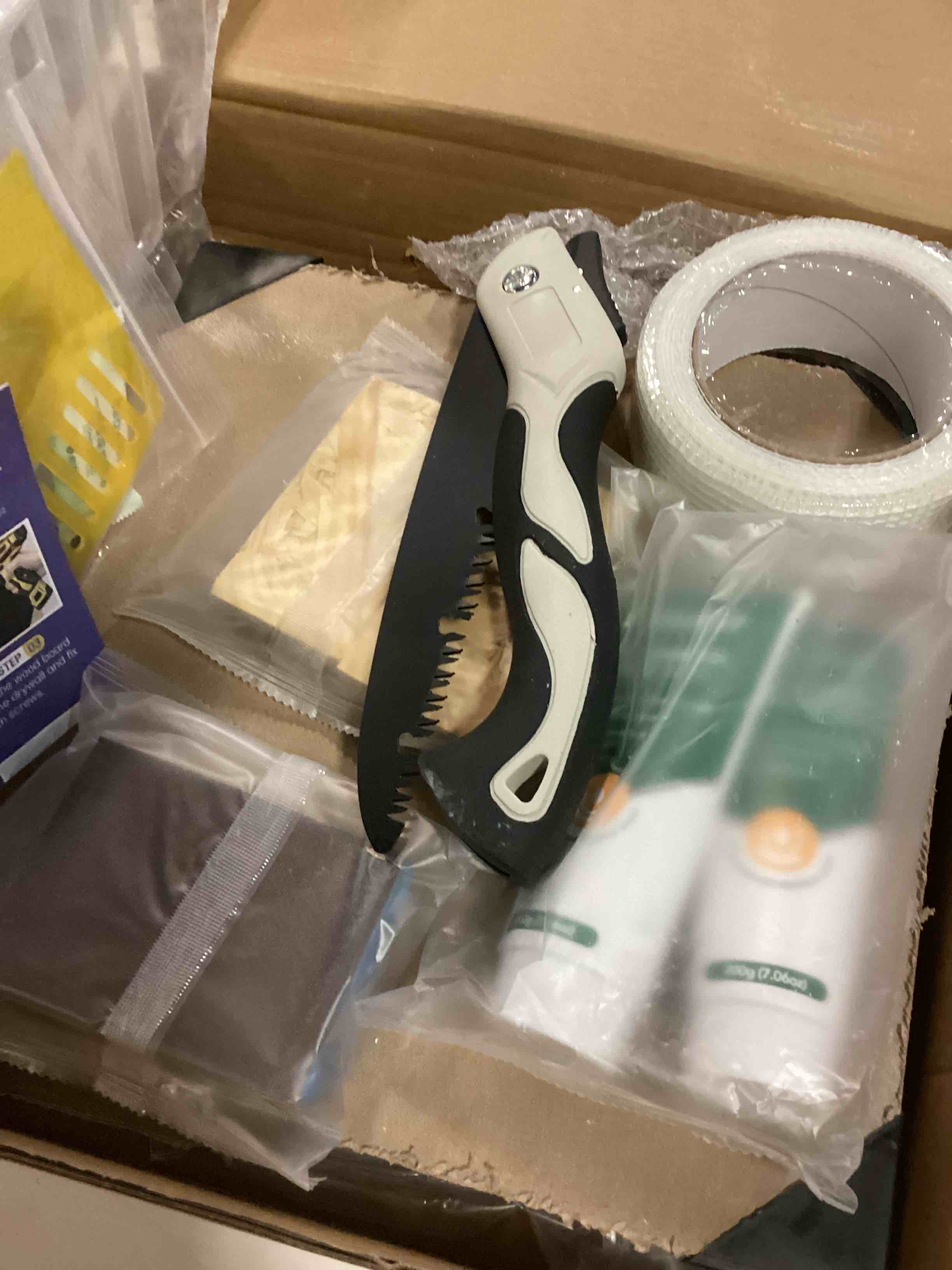 Condition photo showing As Is for drywall repair kit,drywall repair panel 12” x12“,drywall patch kit large hole,sheetrock repair kit,wall surface large hole fill quick and easy solution 12" professional kit