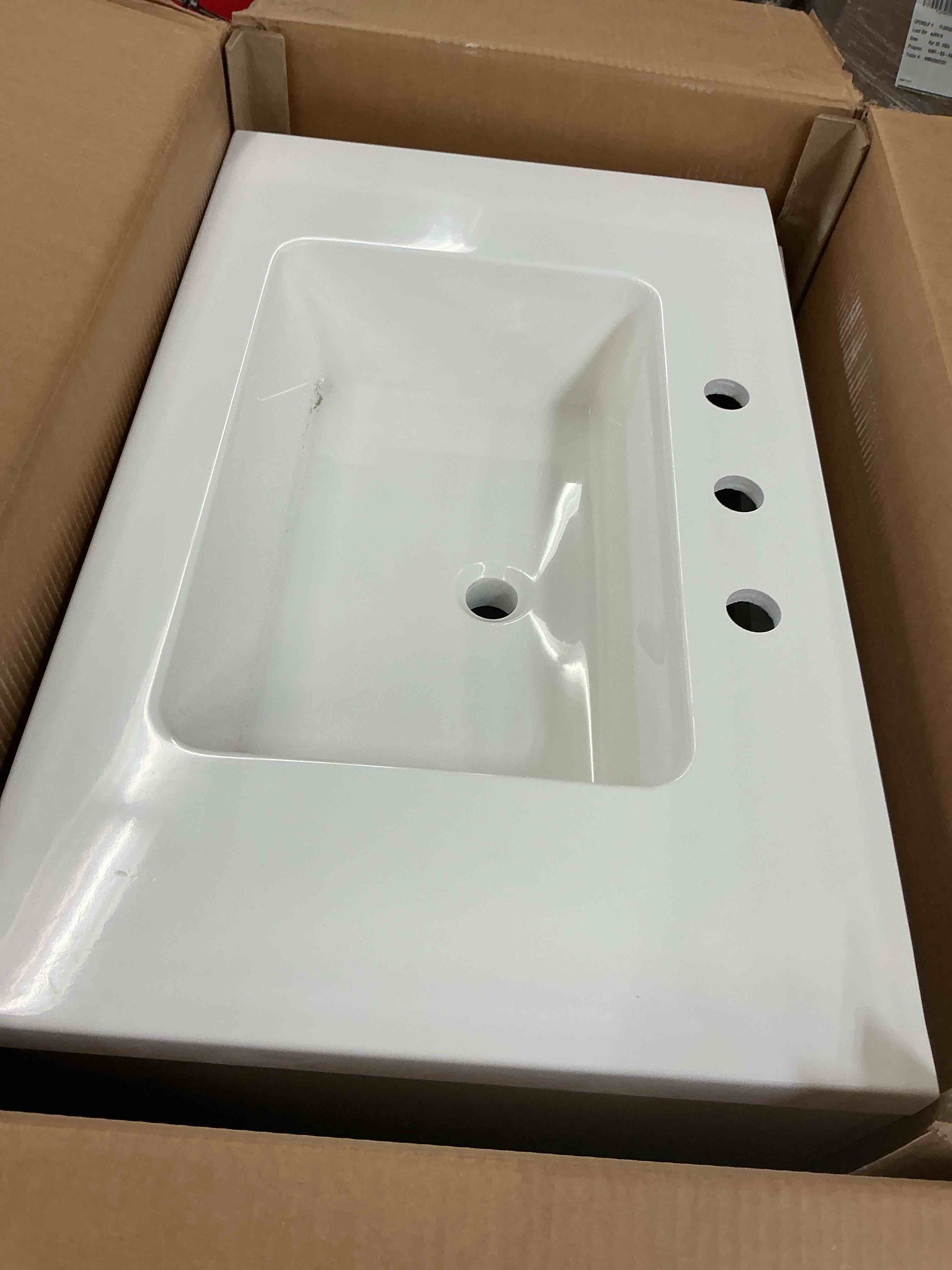 Condition photo showing Good Condition for yeshomy bathroom vanity with 30" sink, modern wood pedestal bathroom spacious storage space cabinet with drawer, pure white