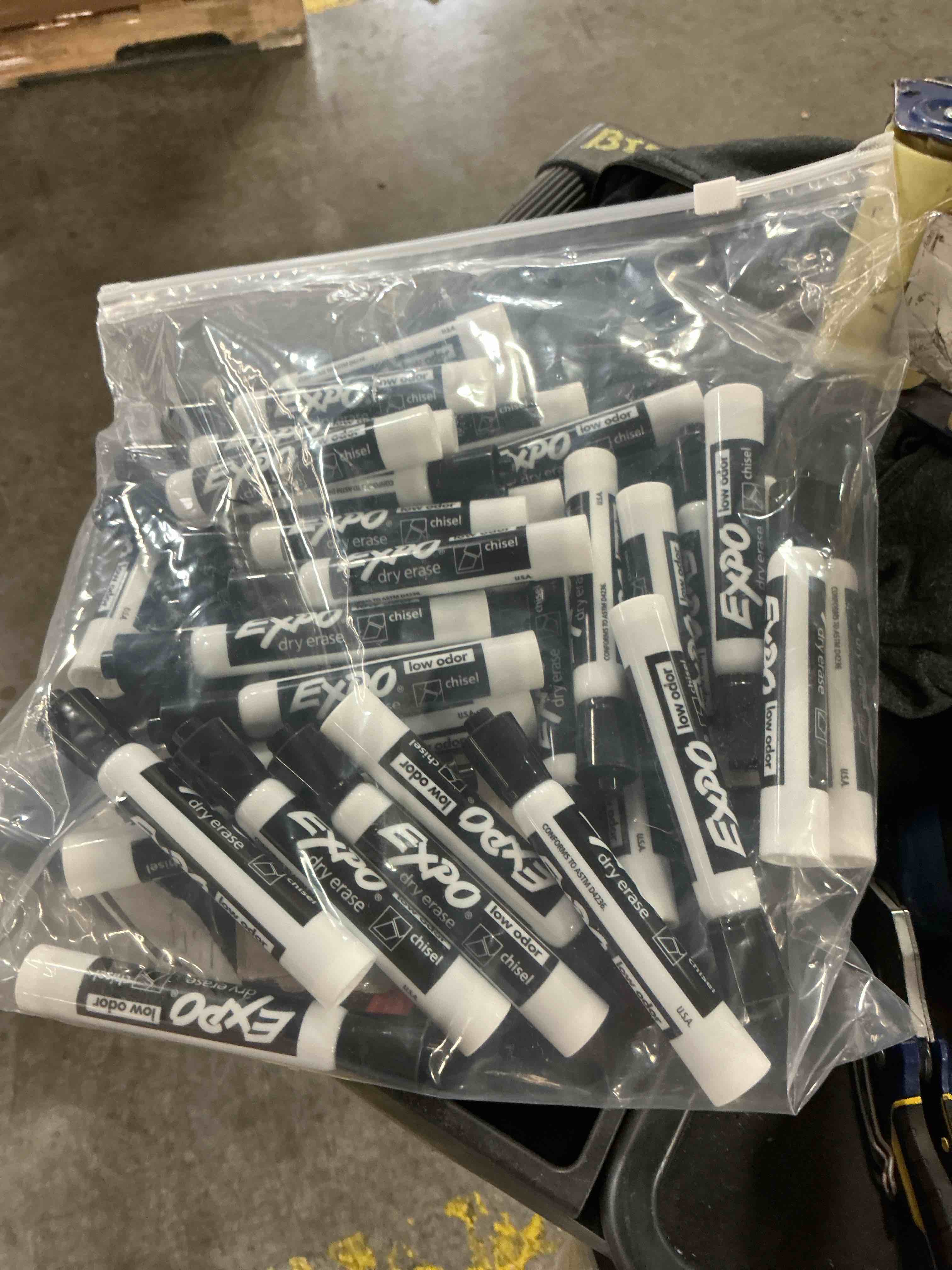 Condition photo showing New/Like New for expo dry erase markers chisel tip black low-odor perfect for whiteboards non-porous surfaces & home offices (pack of 1 36 count total)