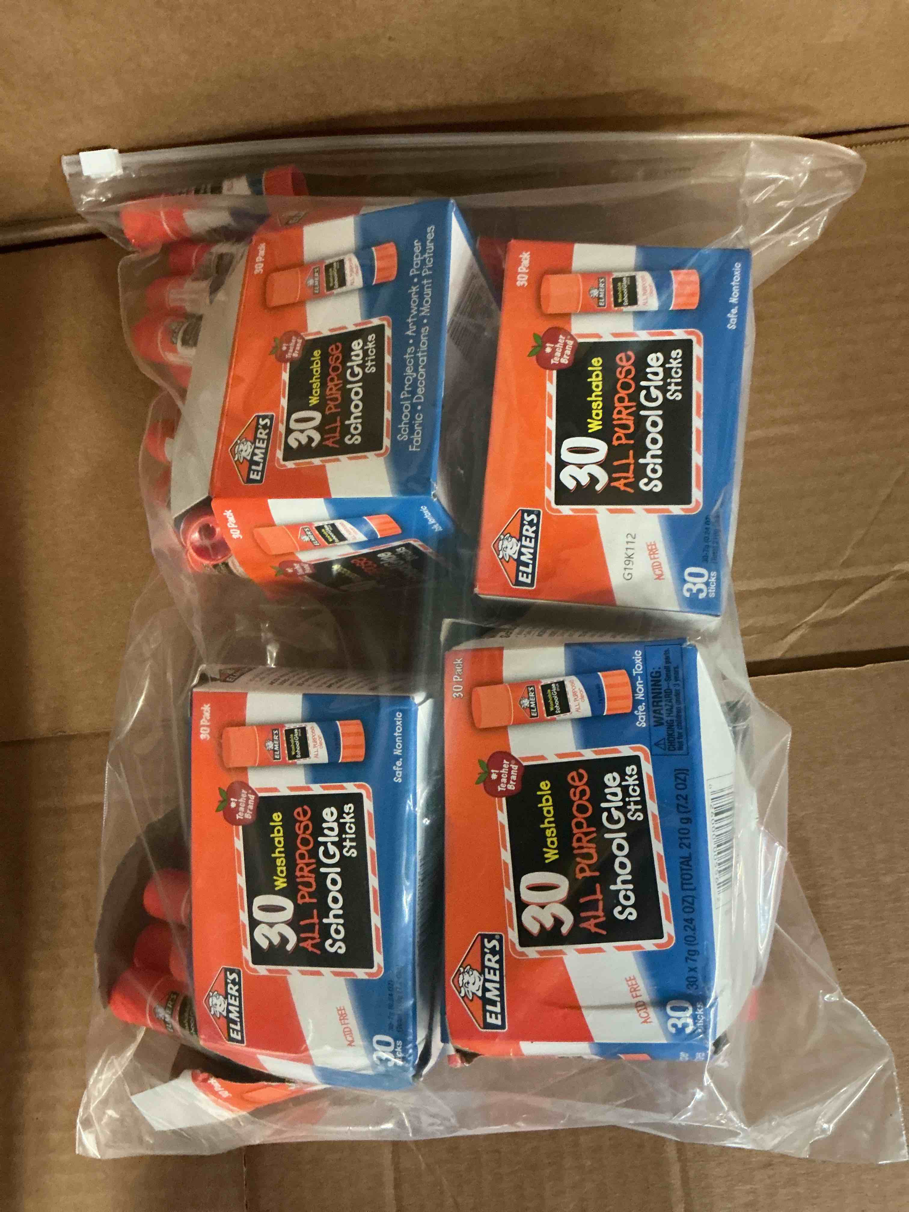 Condition photo showing New/Like New for elmer's all purpose school glue sticks, acid-free and washable, clear, 7 grams, 30 count - ideal for craft projects, scrapbooking, classroom, home, office, teacher supplies, #1 teacher brand