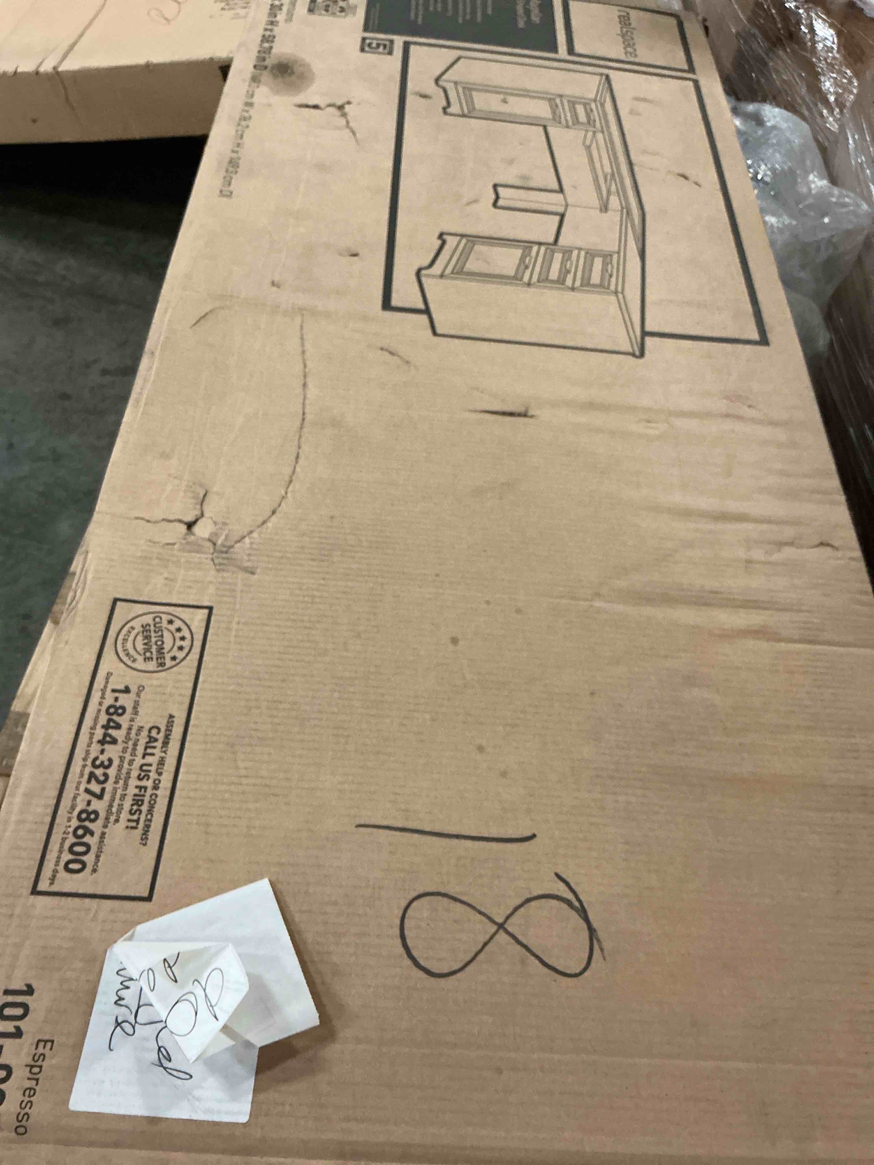 Condition photo showing New/Like New for realspace® magellan 59"w l-shape corner desk, espresso