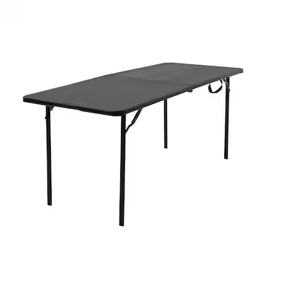 cosco 2.5-ft x 6-ft fold-in-half indoor or outdoor rectangle resin black folding banquet table 8 - 044681349355