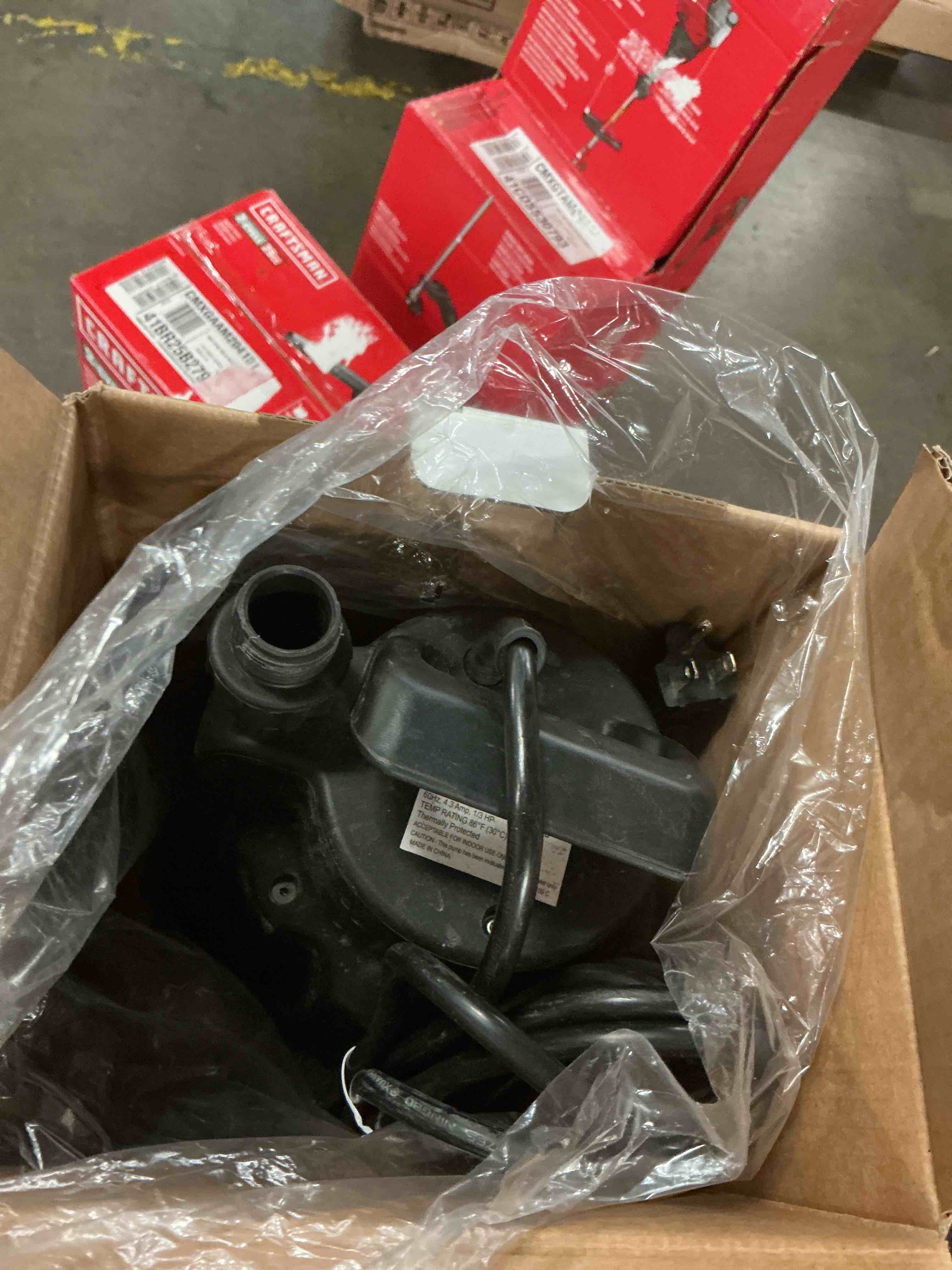 Condition photo showing As Is for utilitech sw1110c 1/3-hp 115-volt thermoplastic submersible utility pump new