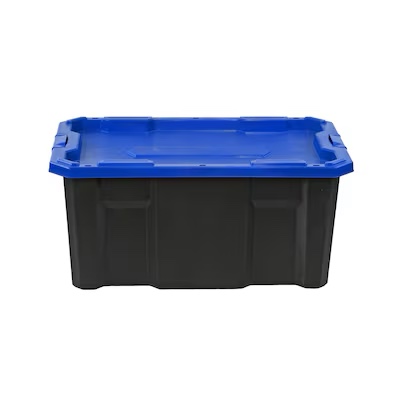 kobalt large 27 -gallons ( 108 -quarts ) black heavy duty stackable tote with latching lid 6021806