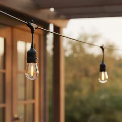 harbor breeze 48-ft solar black indoor/outdoor string light with 20 white -light led edison 6631259