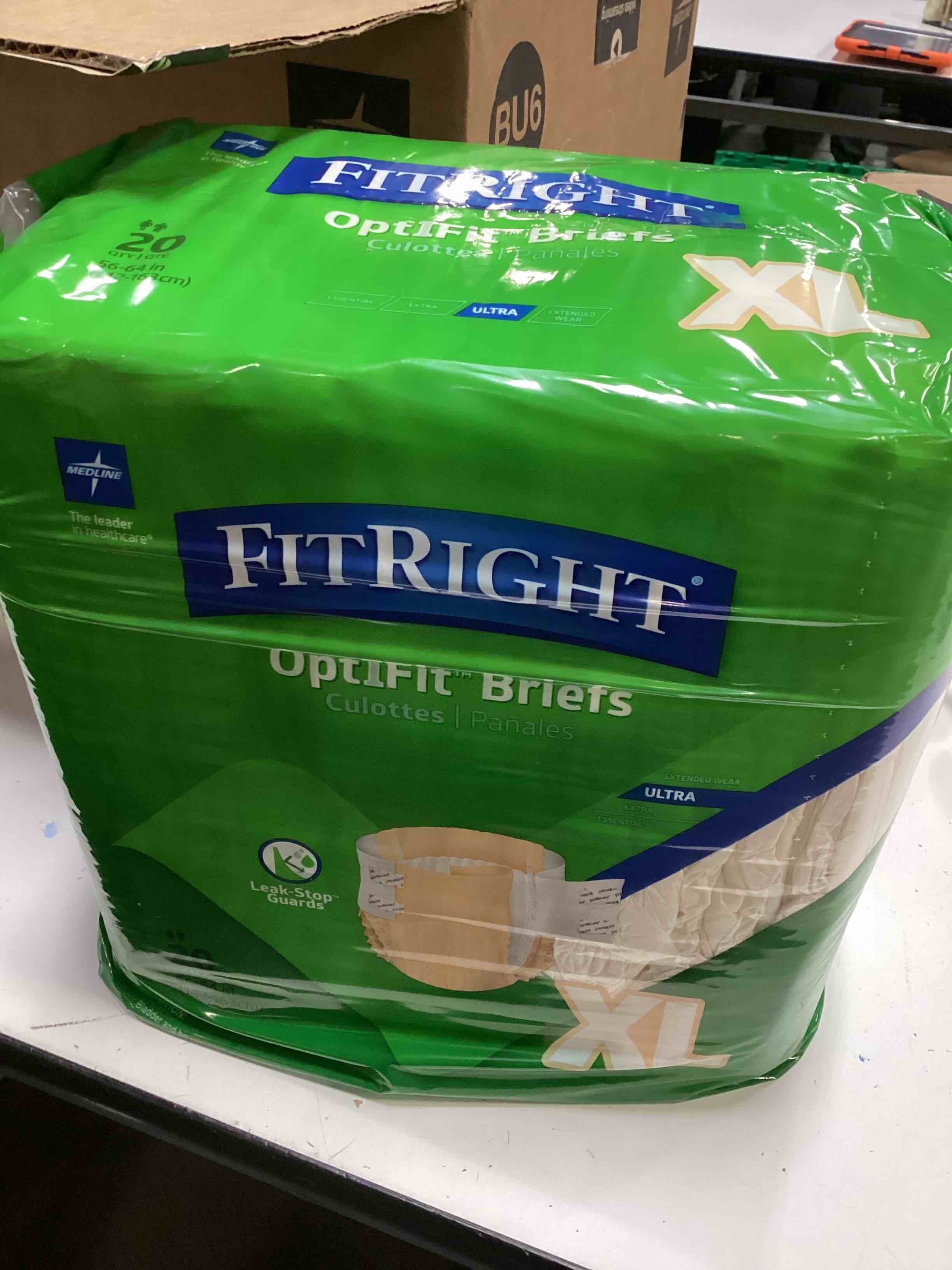 Condition photo showing New/Like New for fitright optifit briefs ultra absorbency disposable adult briefs with tabs x-large 56 - 64 80 count
