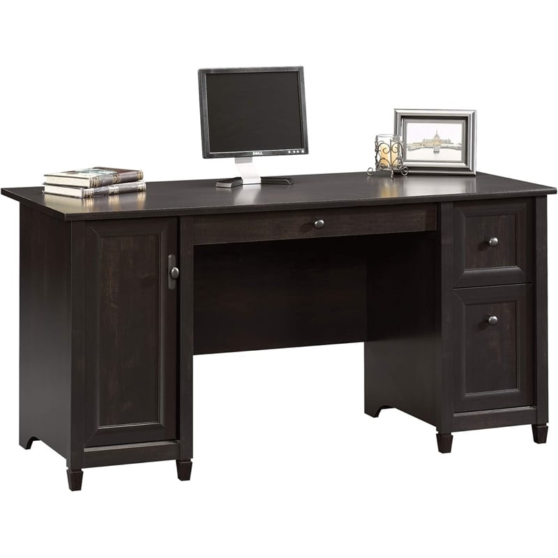sauder edge water 2-drawers computer desk, estate black finish