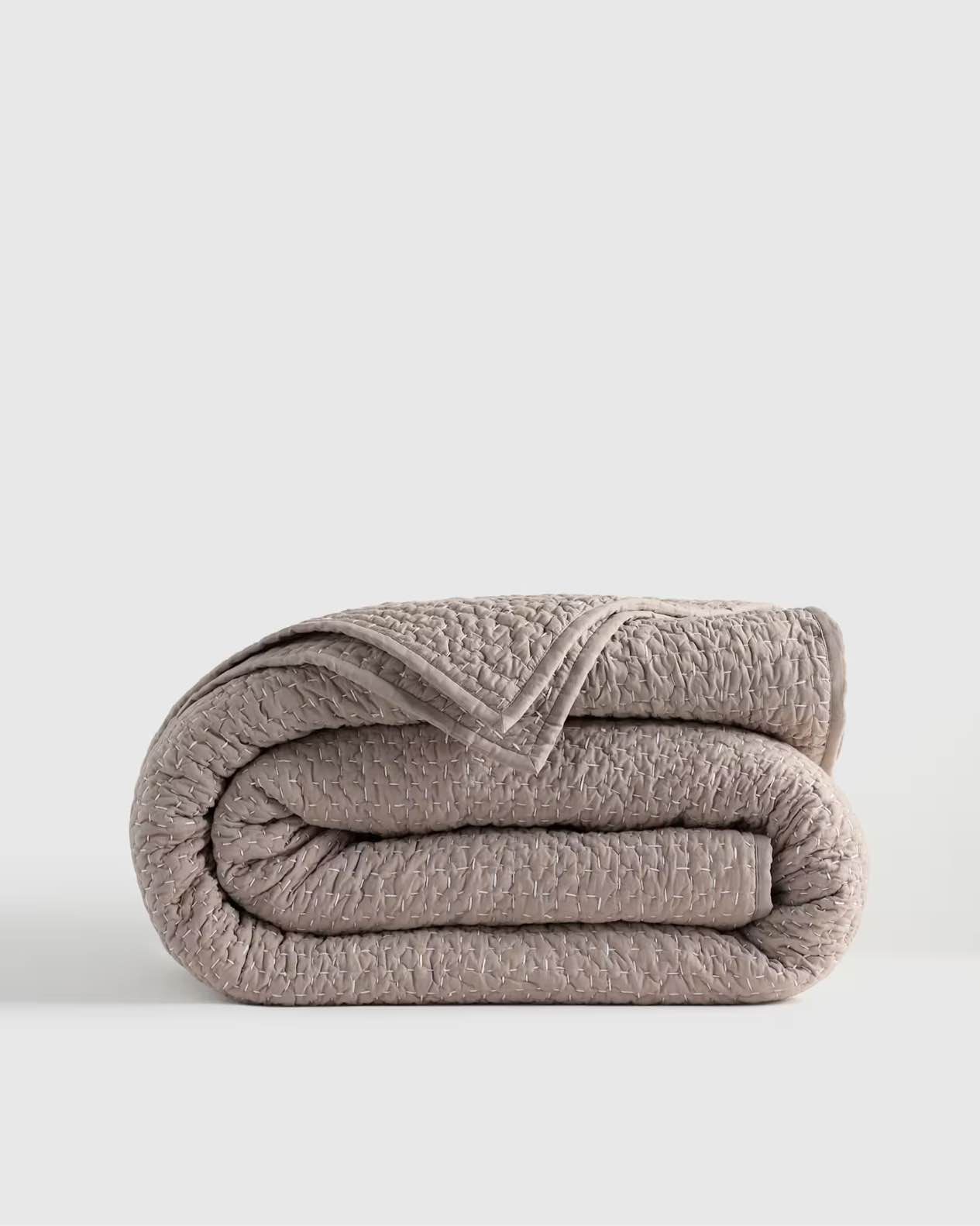 Quince Organic Cotton Hand Stitched Quilt king stone