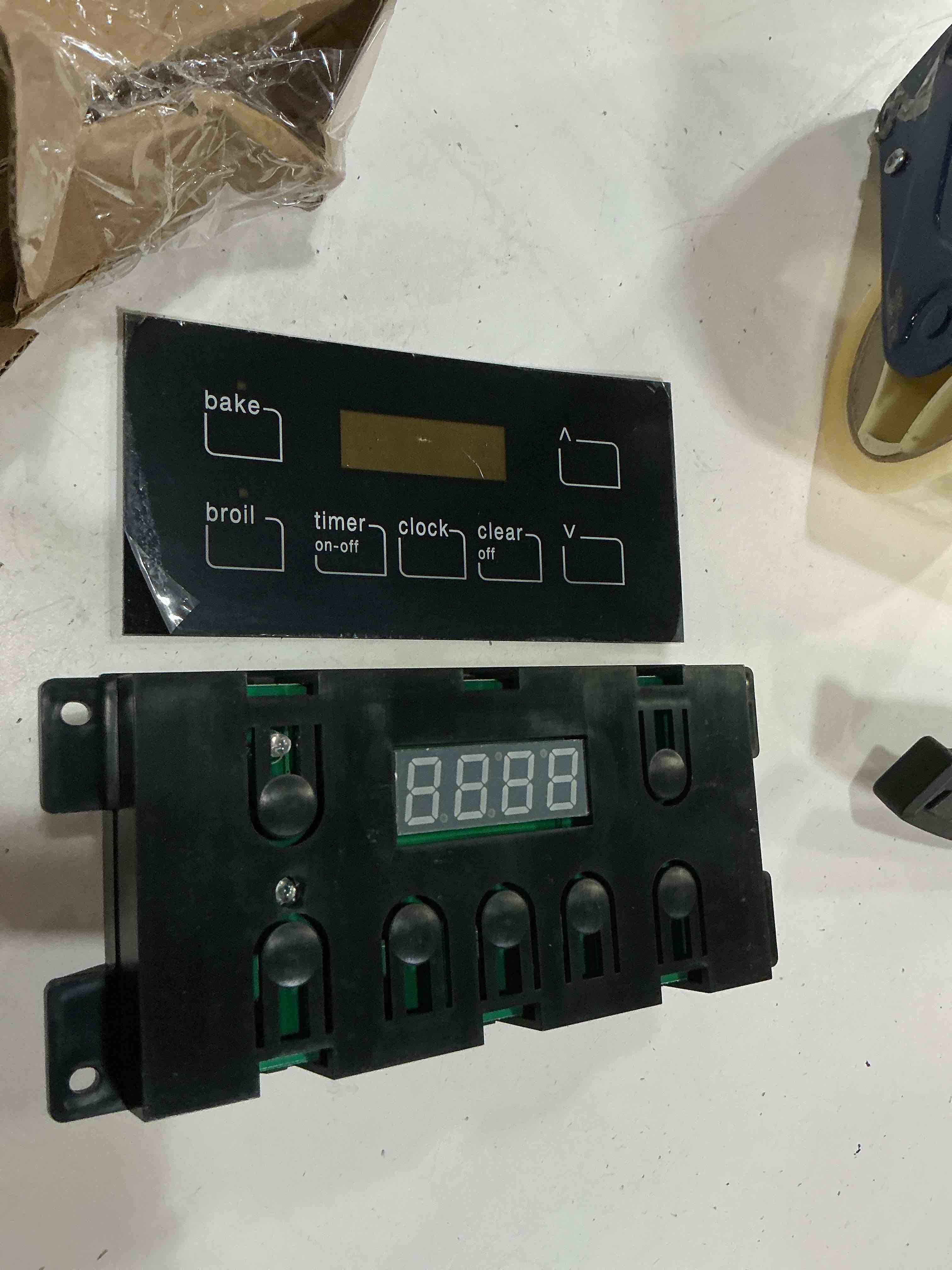 Condition photo showing As Is for 316455500 oven range stove clock control board 7 button control board clock replacement(include overlay)