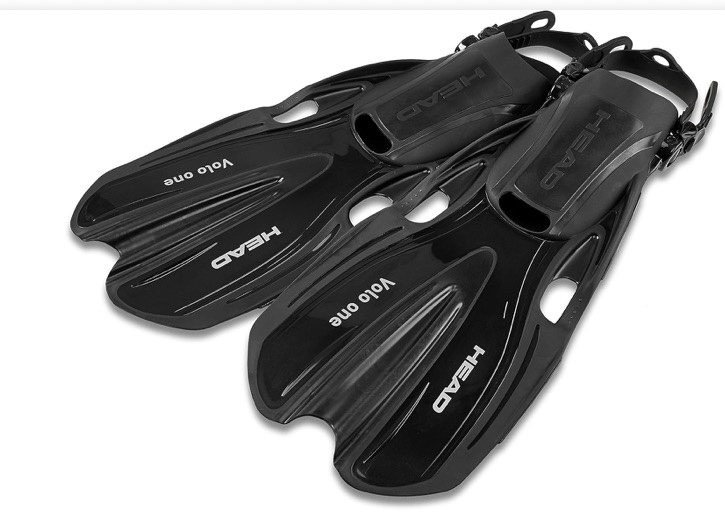 head italian collection volo one adjustable snorkeling fin, black, large, (10-13)