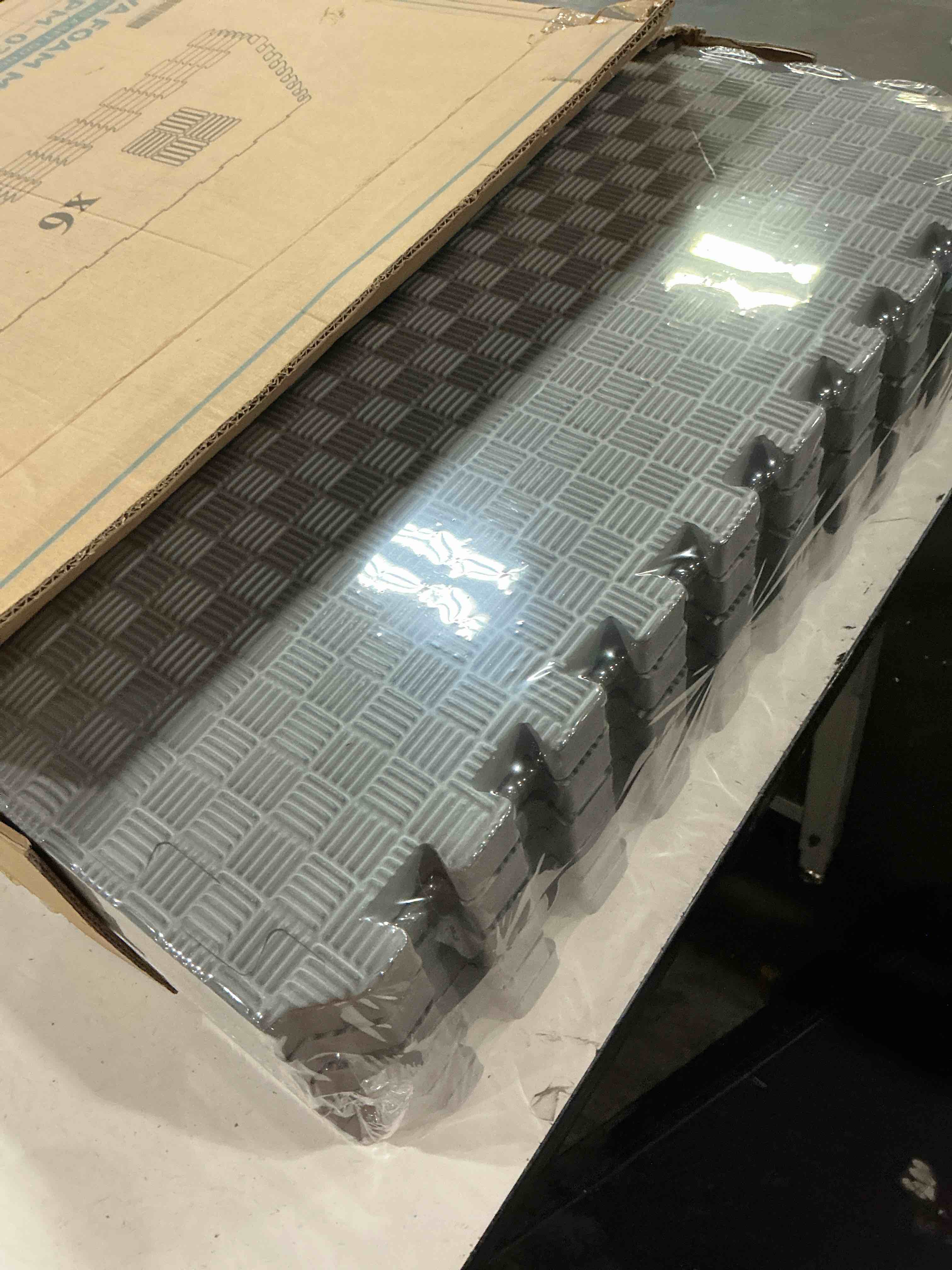 Condition photo showing New/Like New for balancefrom puzzle exercise mat 1" thick, eva interlocking foam floor tiles for home gym, mat for home workout equipment, floor padding for kids, black, 24 in x 24 in x 1 in, 72 sq ft - 18 tiles black one inch thick, 72 square feet