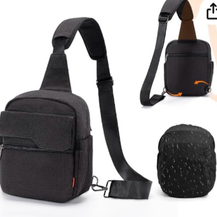 Cwatcun Camera Sling Bag Compact Small Camera Case, Waterproof Canvas Crossbody Camera Bag with Rain Cover, Travel Photography Bag for Canon, Nikon, Sony, Fuji DSLR/SLR/Mirrorless Cameras, Lens