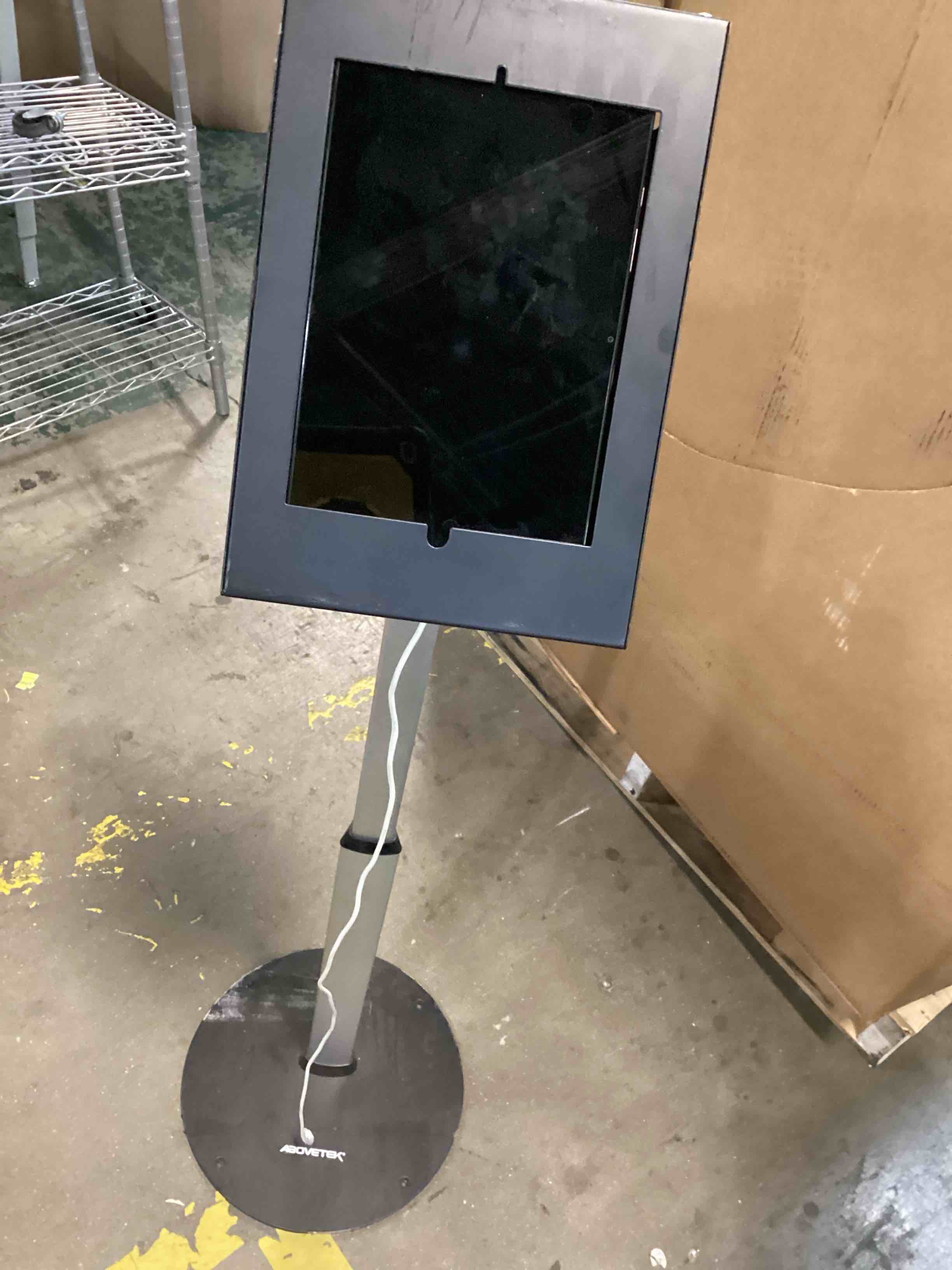 Condition photo showing As Is for abovetek anti theft ipad floor stand, robust security kiosk pos tablet stand, height adjustable secure holder enclosure w/lock and key mechanism for ipads/ipad air/ipads pro, ideal for retail business 9.7"/10.2"/10.5" ipad