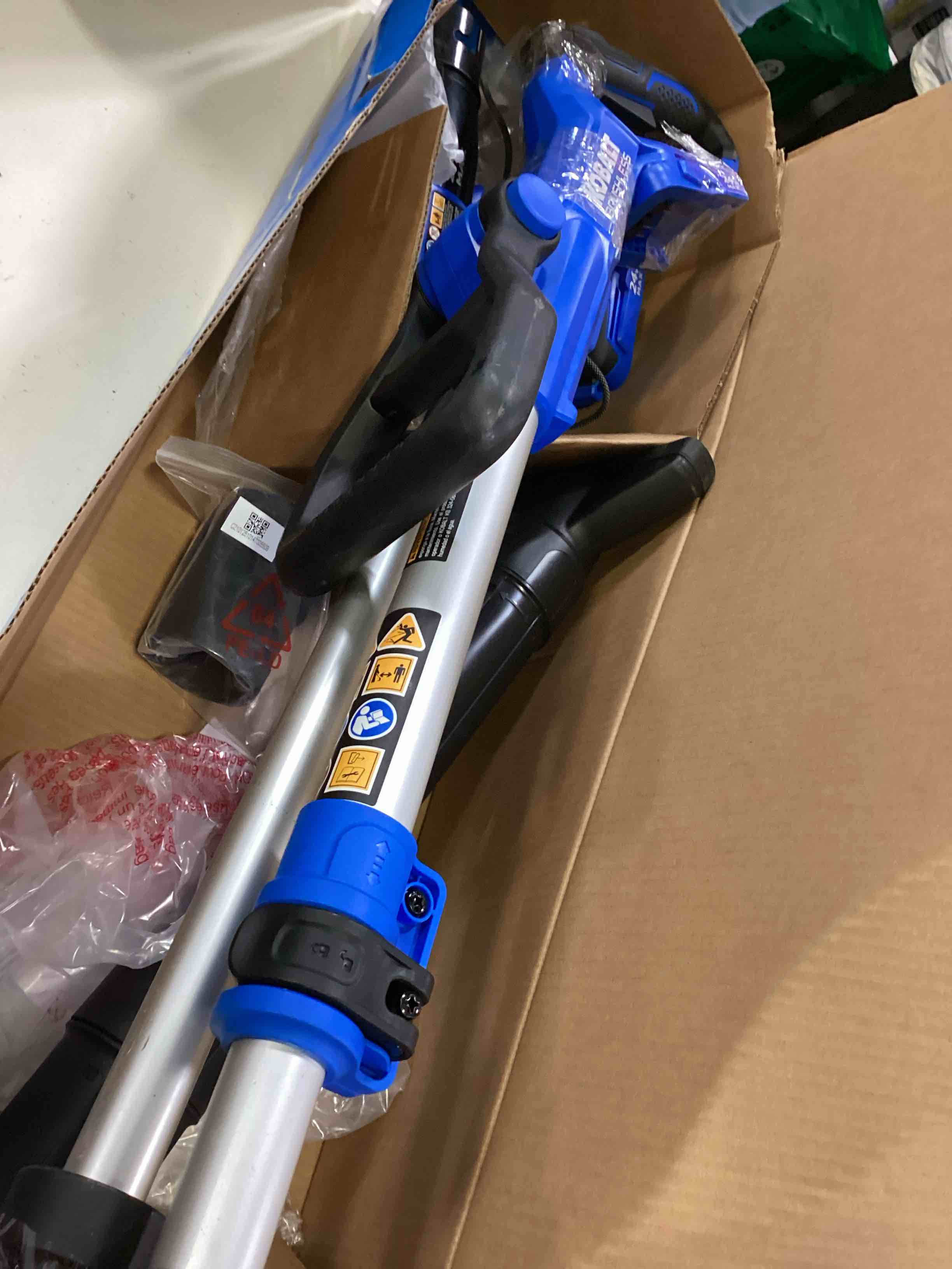 Condition photo showing As Is for kobalt 24-volt cordless battery string trimmer and leaf blower and combo kit 3 ah (battery included) (charger included) koc 1024-06a