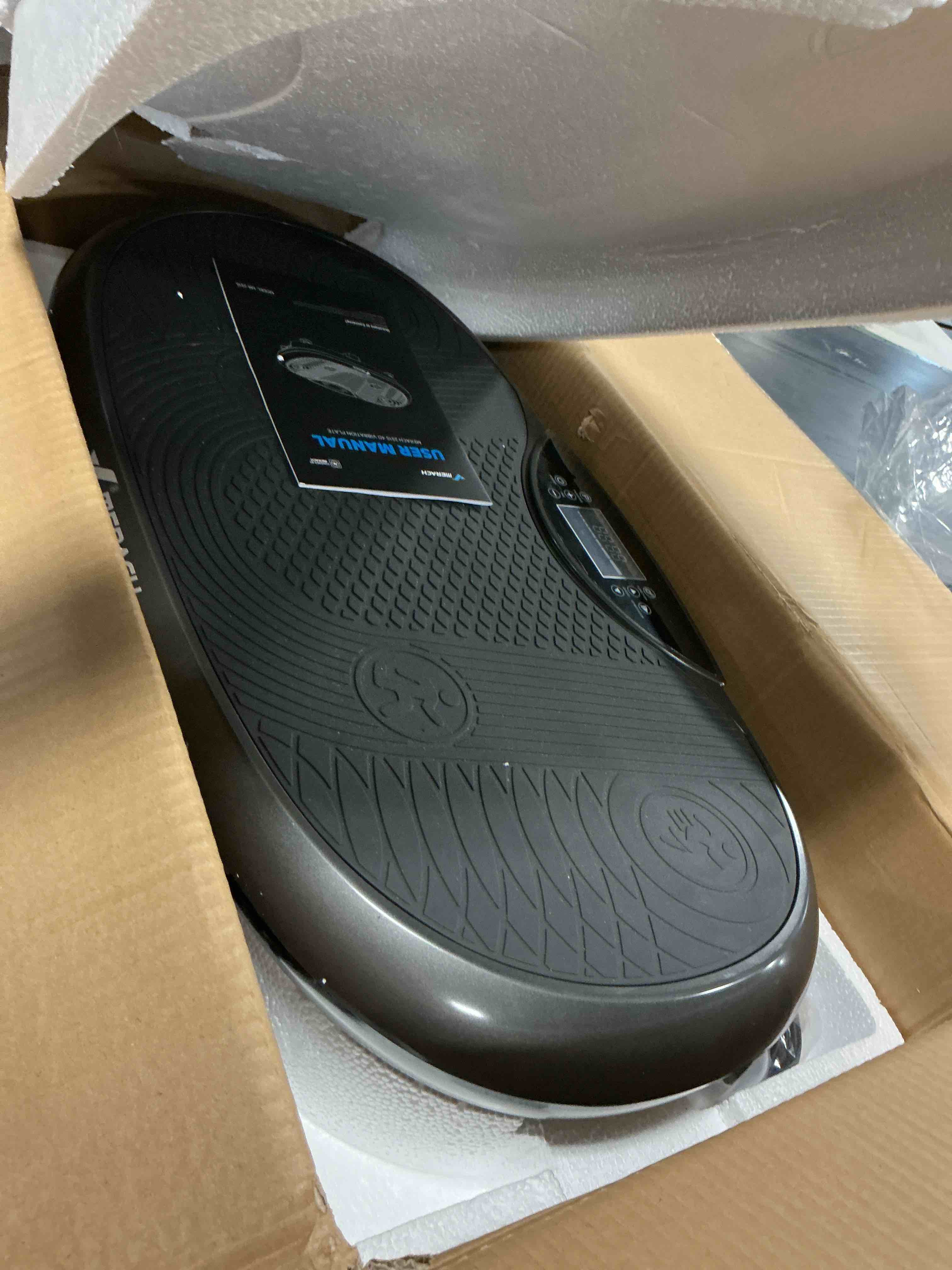 Condition photo showing As Is for merach vibration plate exercise machine, 4d whole body workout vibrating platform for lymphatic drainage weight loss muscle activation, home fitness equipment with bluetooth light pull cord