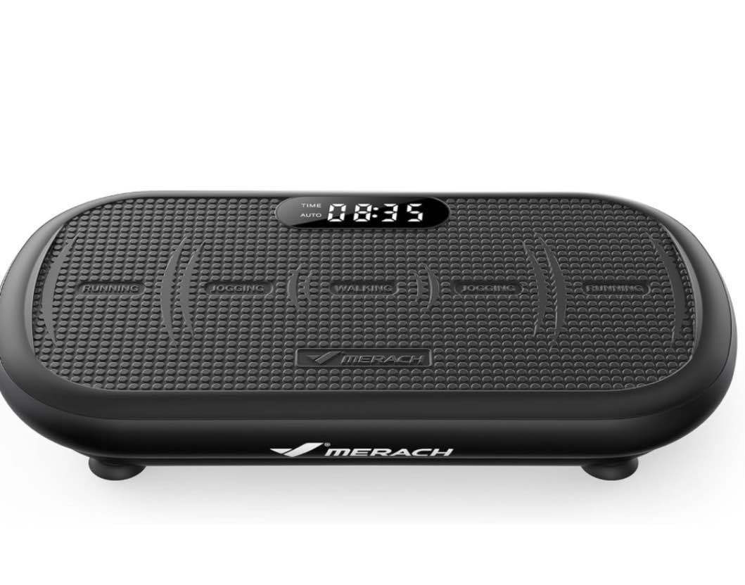 merach cv40 curved vibration plate exercise machine with 440lbs capacity | 200w powerful motor, 13mm amplitude, shake plate for lymphatic drainage, bluetooth, silicone pedal, resistance band, home gym
