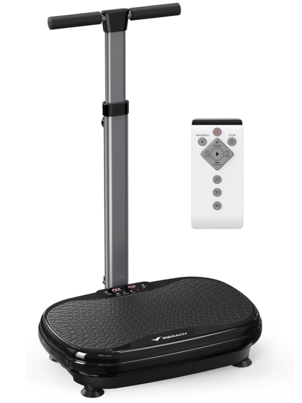 Condition photo showing Good Condition for merach vibration plate exercise machine with handle, 330 lbs capacity | adjustable height, 55 speeds, vibrating plate for lymphatic drainage & weight loss, whole body fitness equipment for home gym