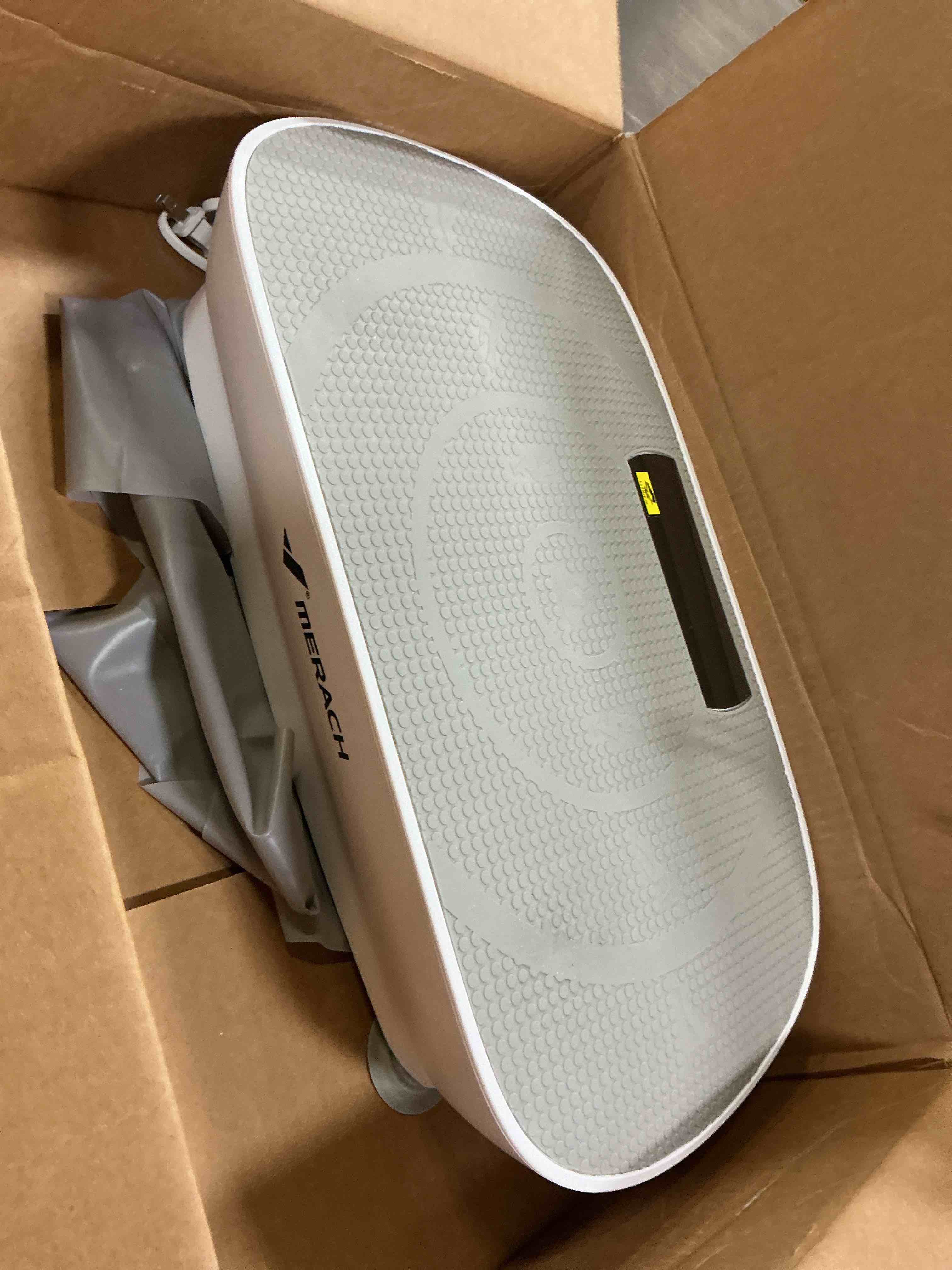 Condition photo showing As Is for merach vibration plate exercise machine, whole body workout equipment for women, bluetooth and silicone pedal, vibration plate with auto mode, vibrate fitness platform for home