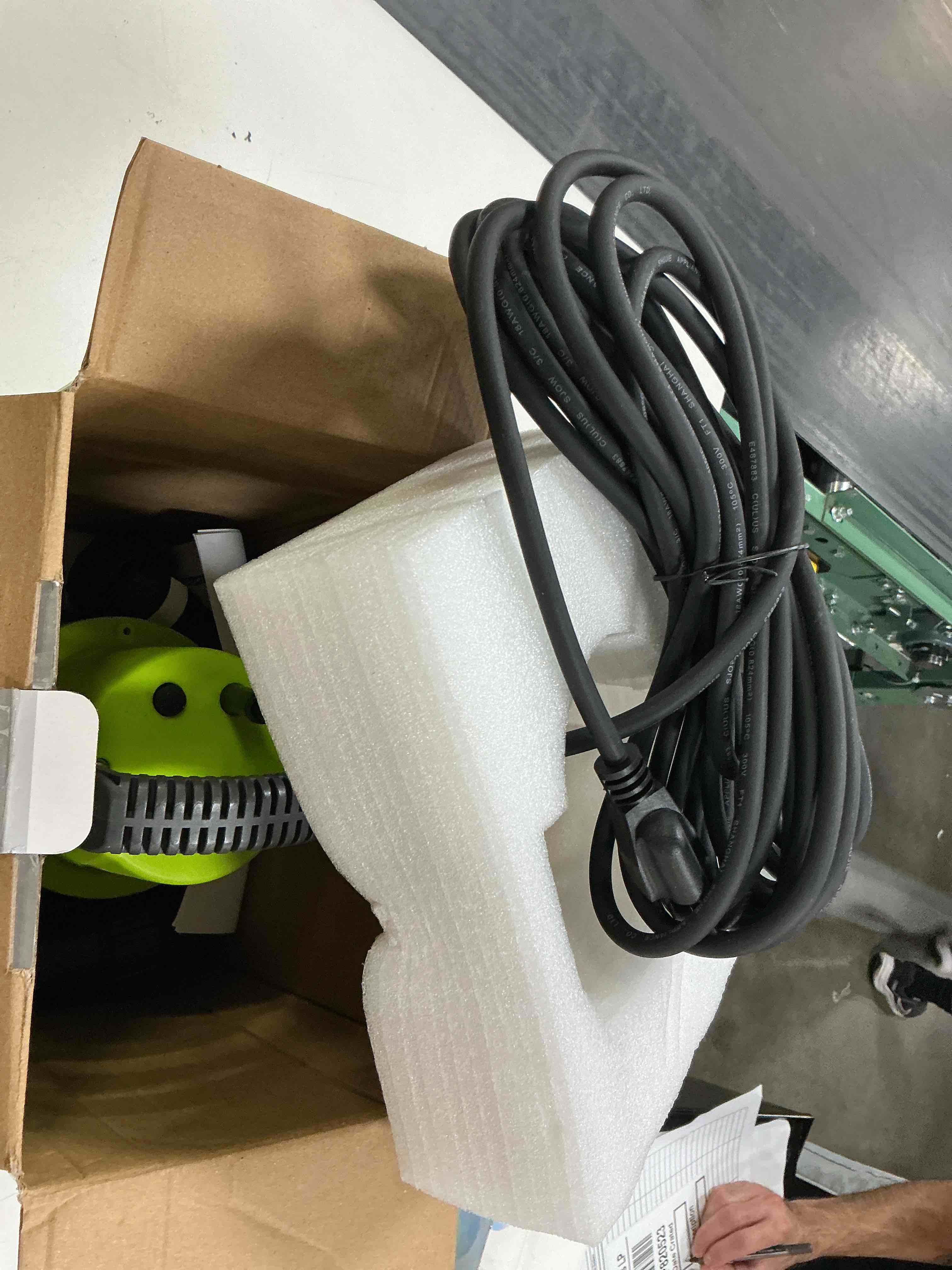 Condition photo showing New/Like New for 3/4hp submersible sump pump, 3500gph portable utility water pump, with 26ft cord, adapters, check valve and rope, manual control for pool tub garden swimming pond basement draining
