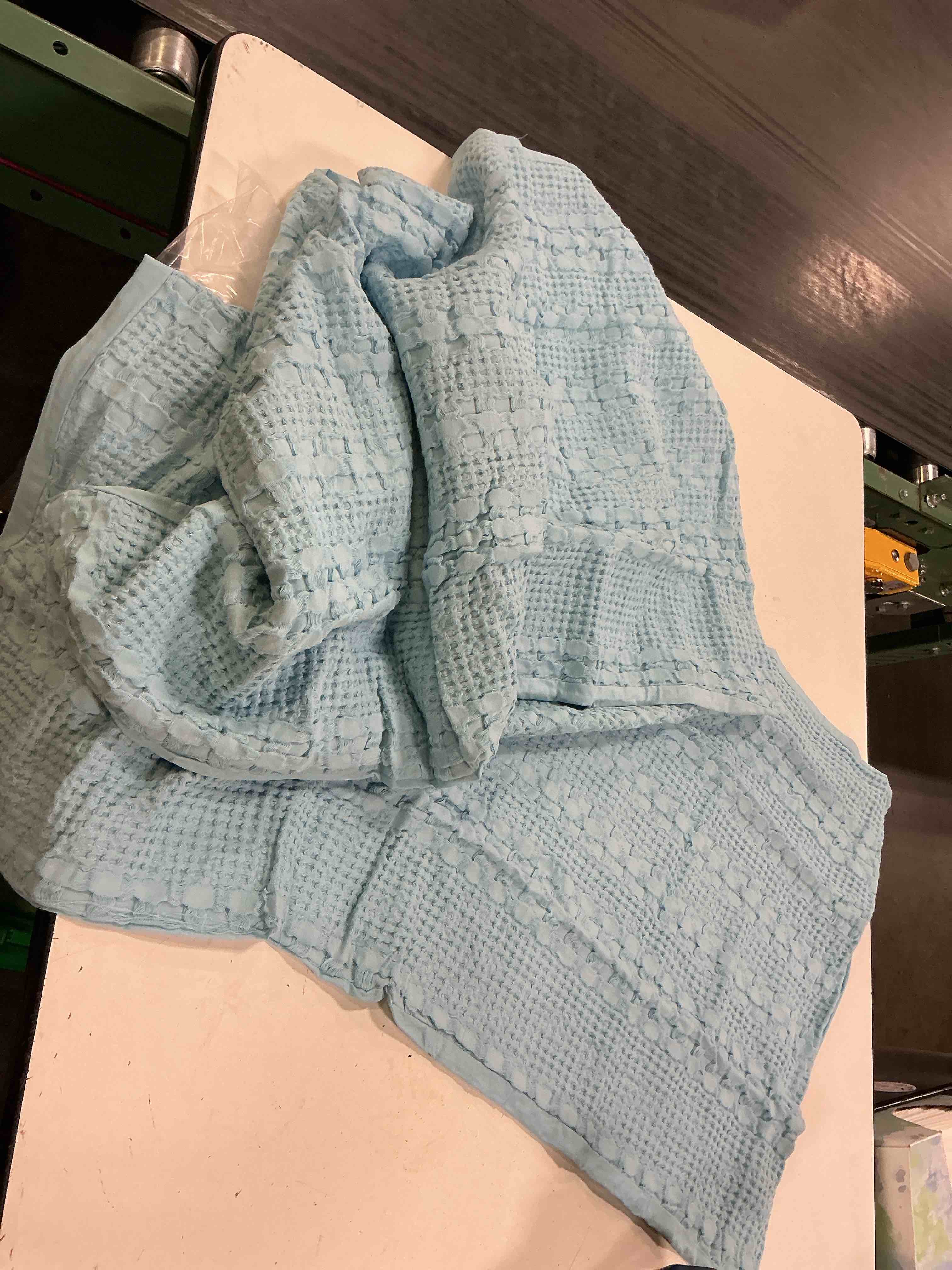 Condition photo showing New/Like New for foindtower set of 2 decorative cotton waffle weave lumbar throw pillow cover euro sham cushion covers accent european pillowcase for bed couch sofa bedroom living room home decor 12×20 inch light blue