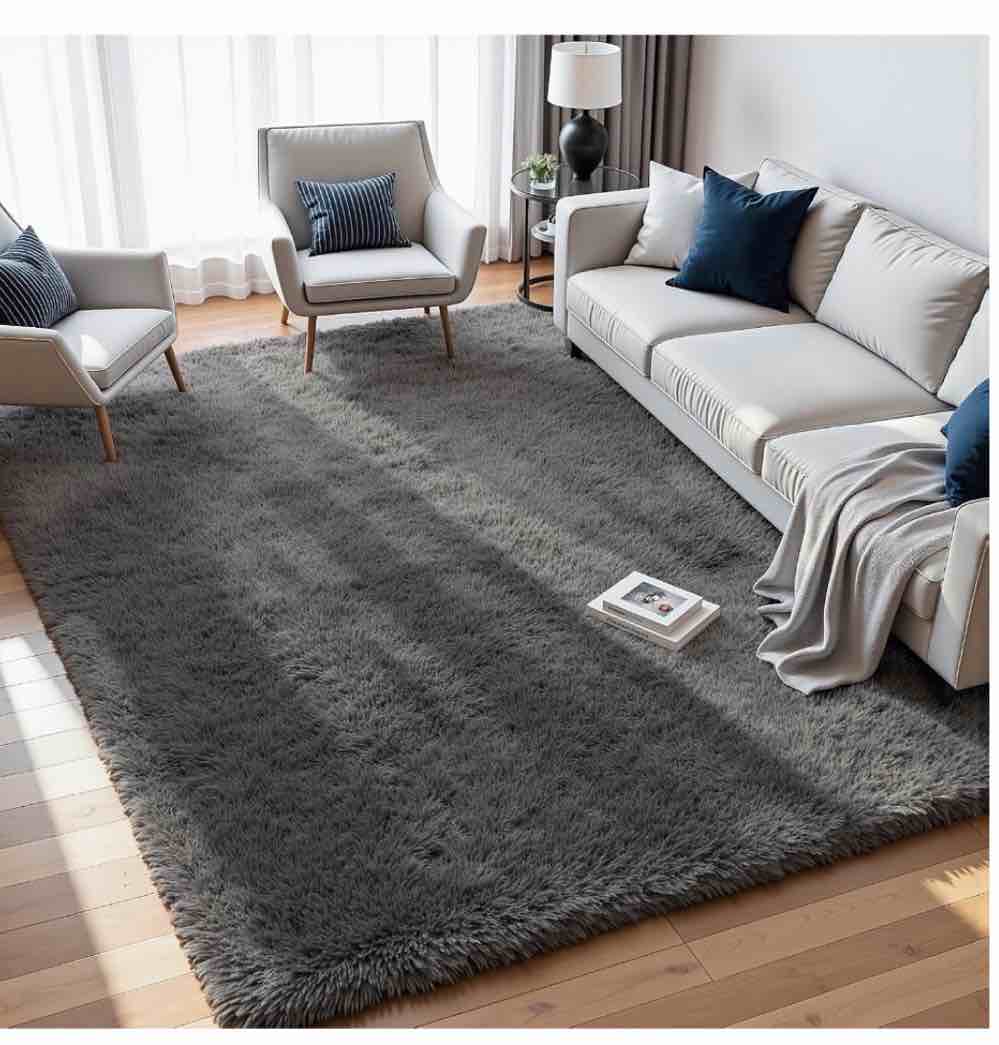 grey soft shag rug, medium