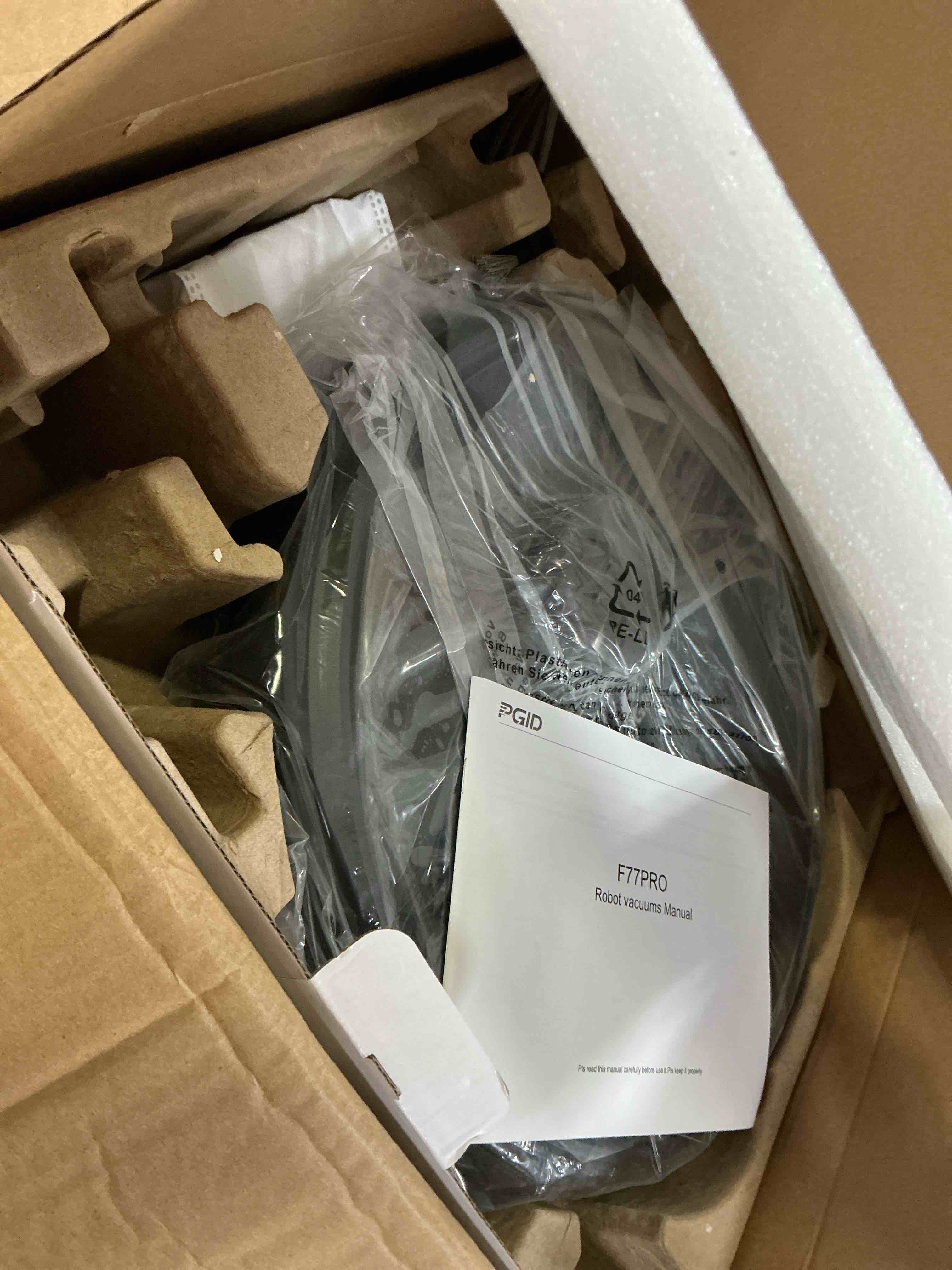 Condition photo showing New/Like New for self-emptying robot vacuum and mop combo, lds laser navigation, 60-day hands-free cleaning, 3l dust bag, dual rotating mops for deep scrubbing, smart app control, for hard floor & pet hair