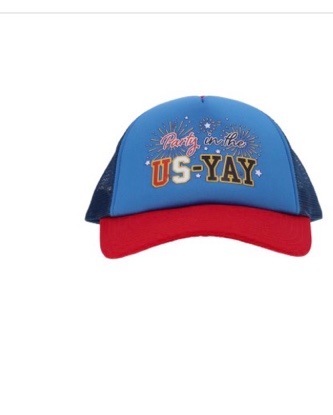 WAY TO CELEBRATE! Party in the US-Yay Trucker Hat, One Size - Red & Blue, Patriotic